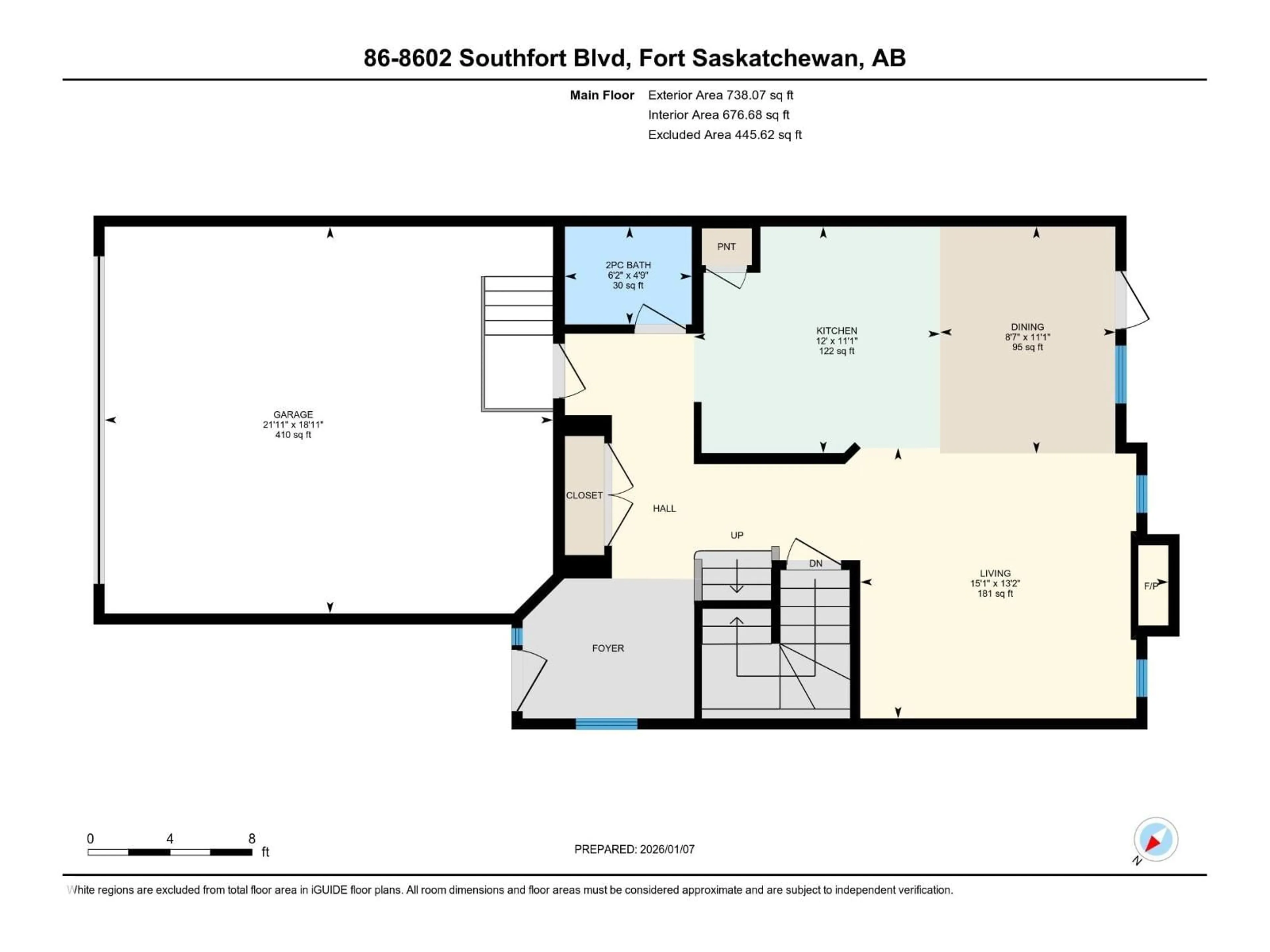 Floor plan for 8602 - 86 SOUTHFORT BV, Fort Saskatchewan Alberta T8L0E7