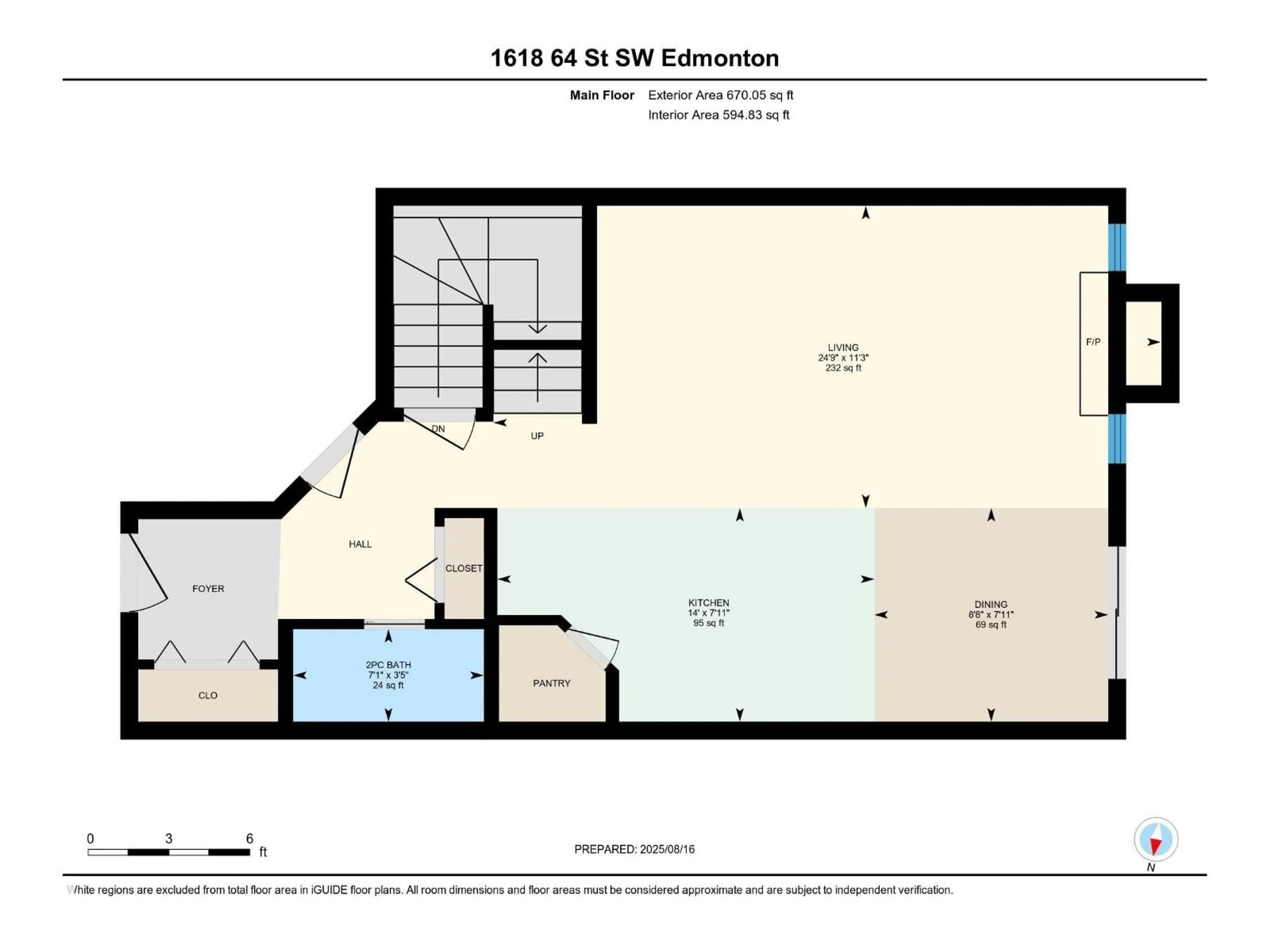 Floor plan for 1618 64 ST, Edmonton Alberta T6X0N2