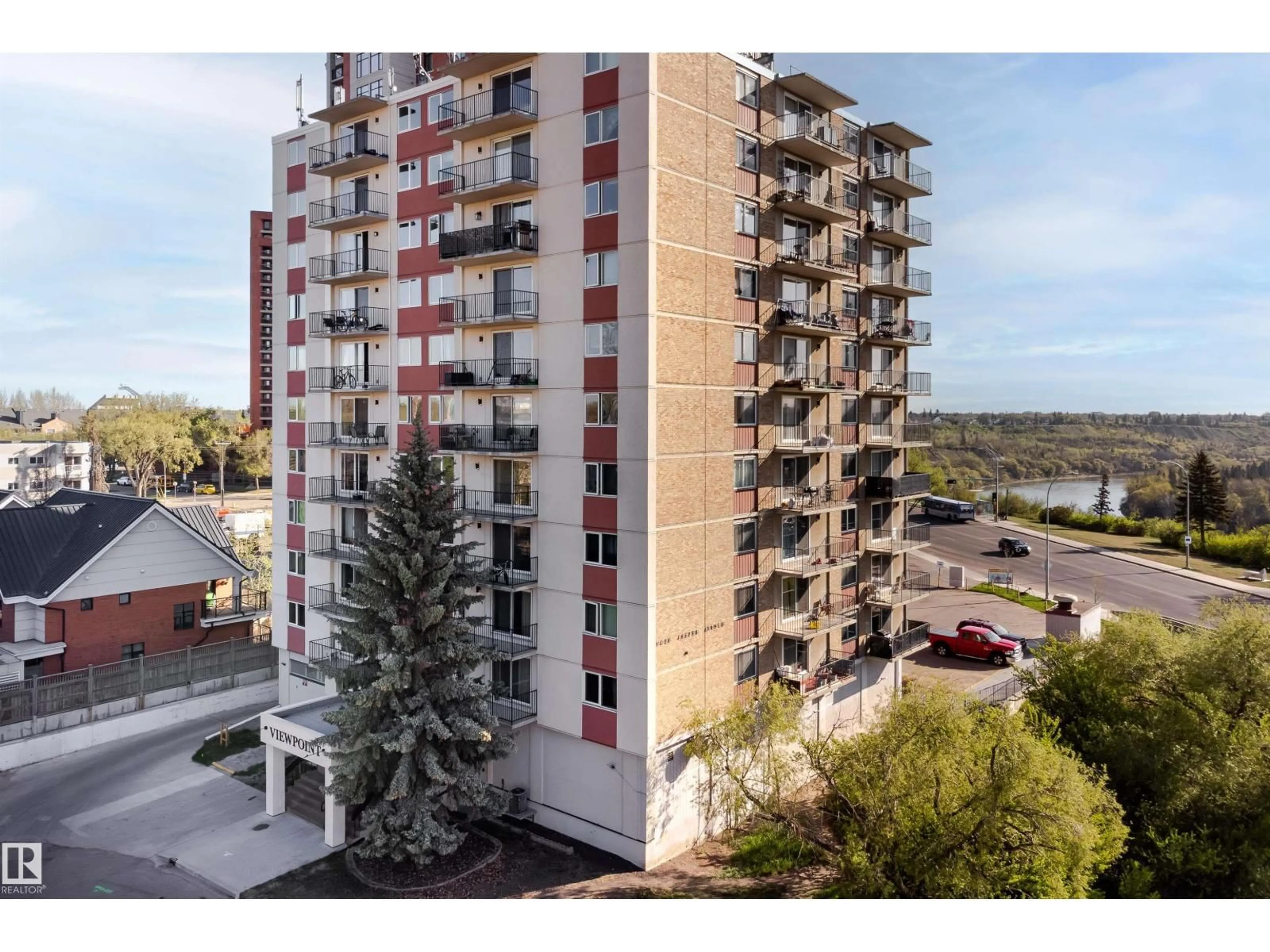 A pic from outside/outdoor area/front of a property/back of a property/a pic from drone, city buildings view from balcony for #604 - 9028 JASPER AV, Edmonton Alberta T5H3Y6