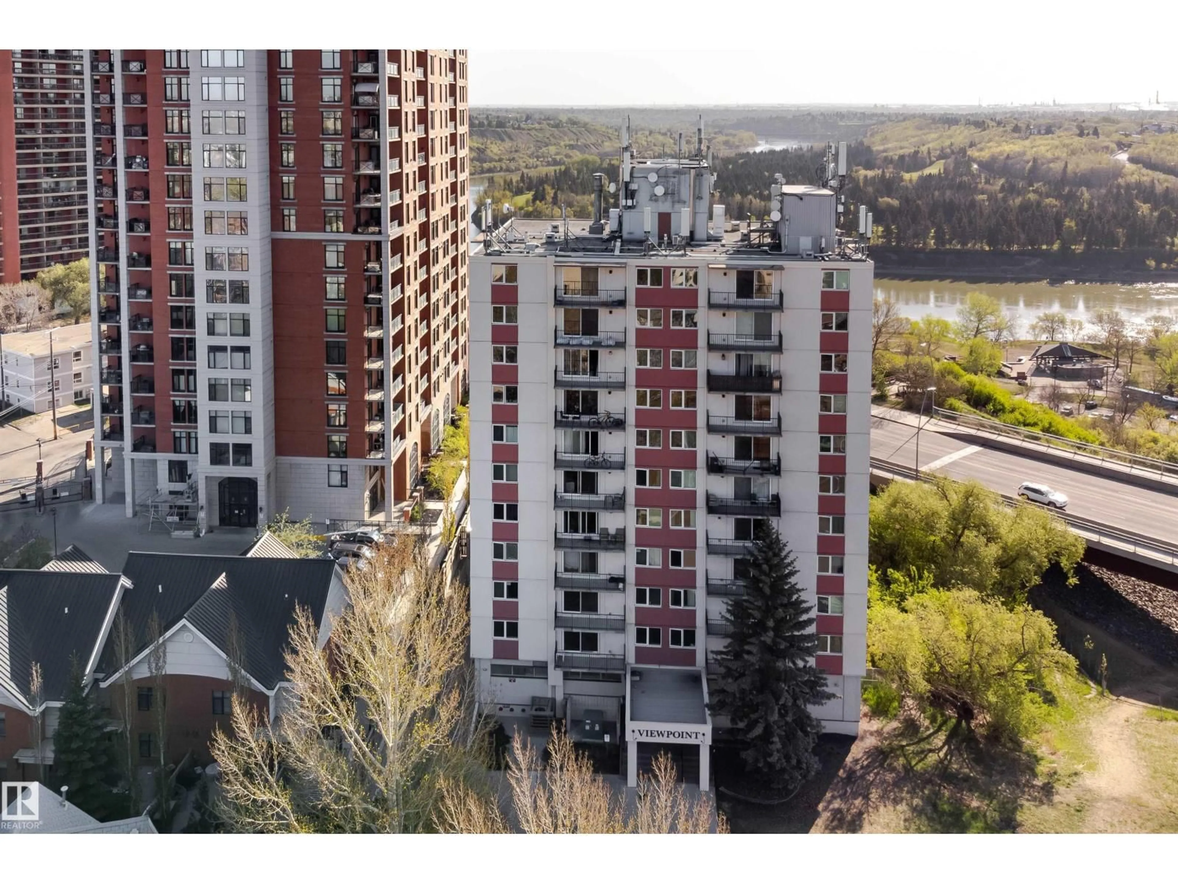 A pic from outside/outdoor area/front of a property/back of a property/a pic from drone, city buildings view from balcony for #604 - 9028 JASPER AV, Edmonton Alberta T5H3Y6