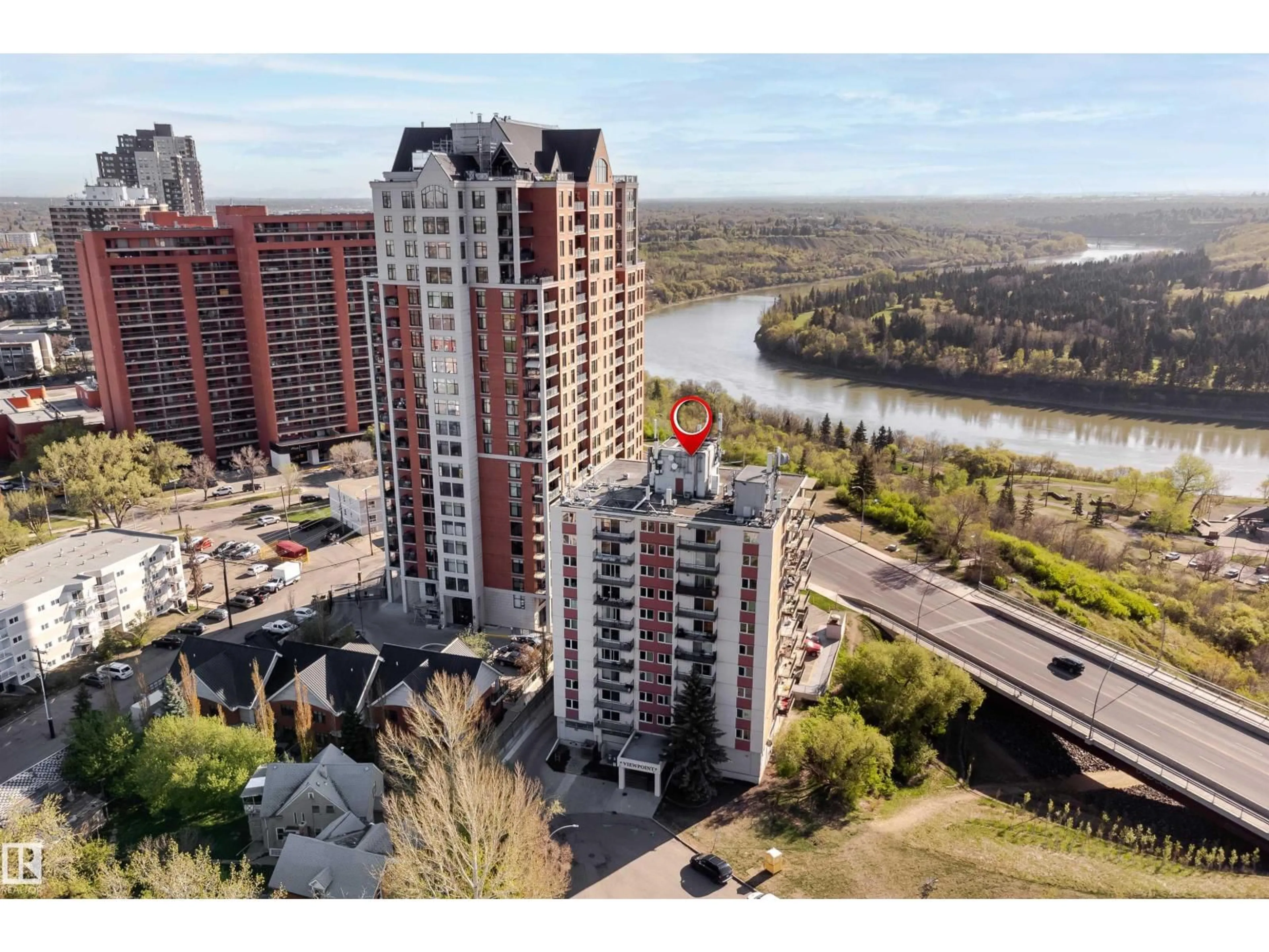 A pic from outside/outdoor area/front of a property/back of a property/a pic from drone, city buildings view from balcony for #604 - 9028 JASPER AV, Edmonton Alberta T5H3Y6