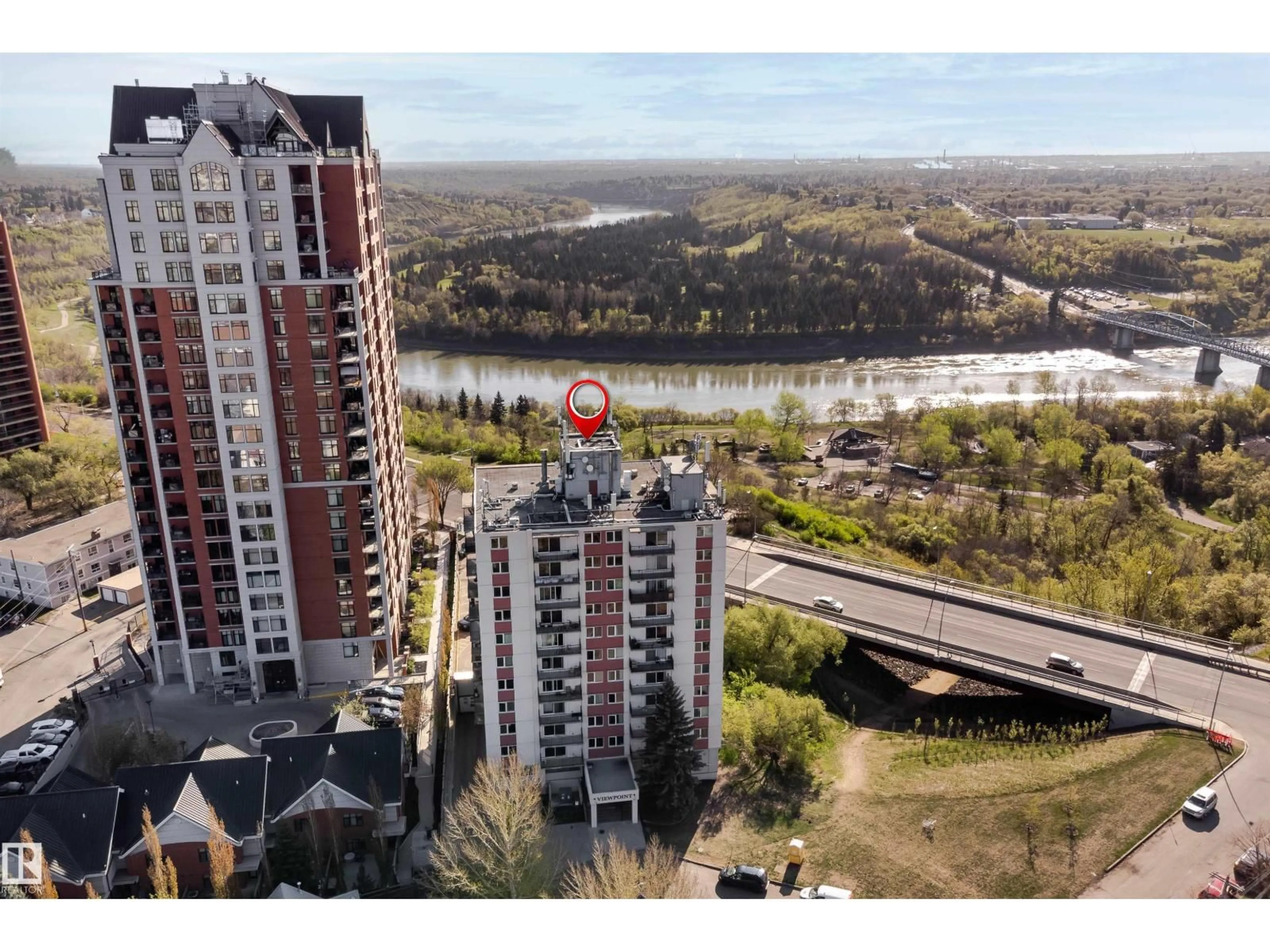 A pic from outside/outdoor area/front of a property/back of a property/a pic from drone, city buildings view from balcony for #604 - 9028 JASPER AV, Edmonton Alberta T5H3Y6