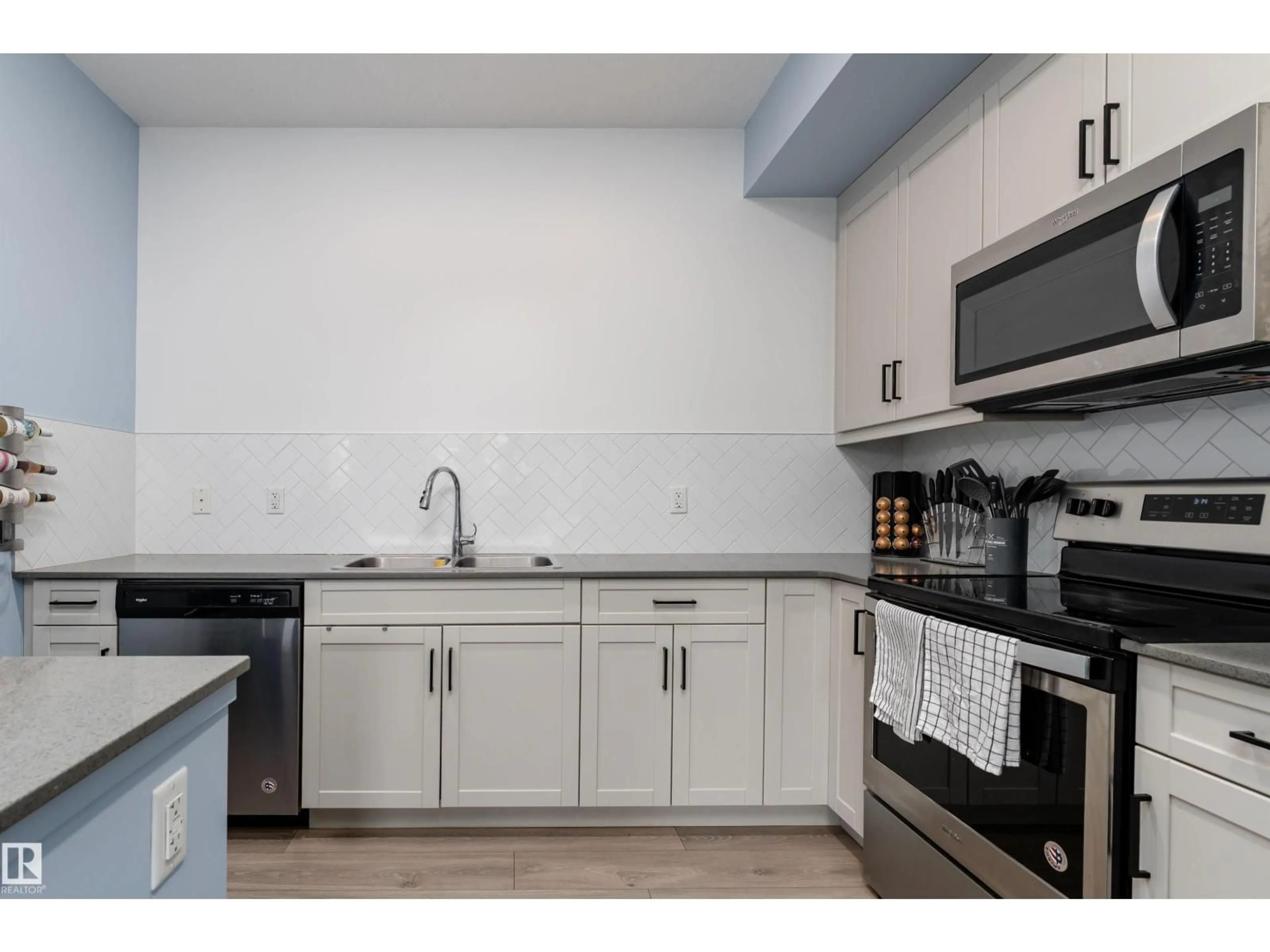 Standard kitchen, ceramic/tile floor for #105 - 1304 RUTHERFORD RD, Edmonton Alberta T6W0B4