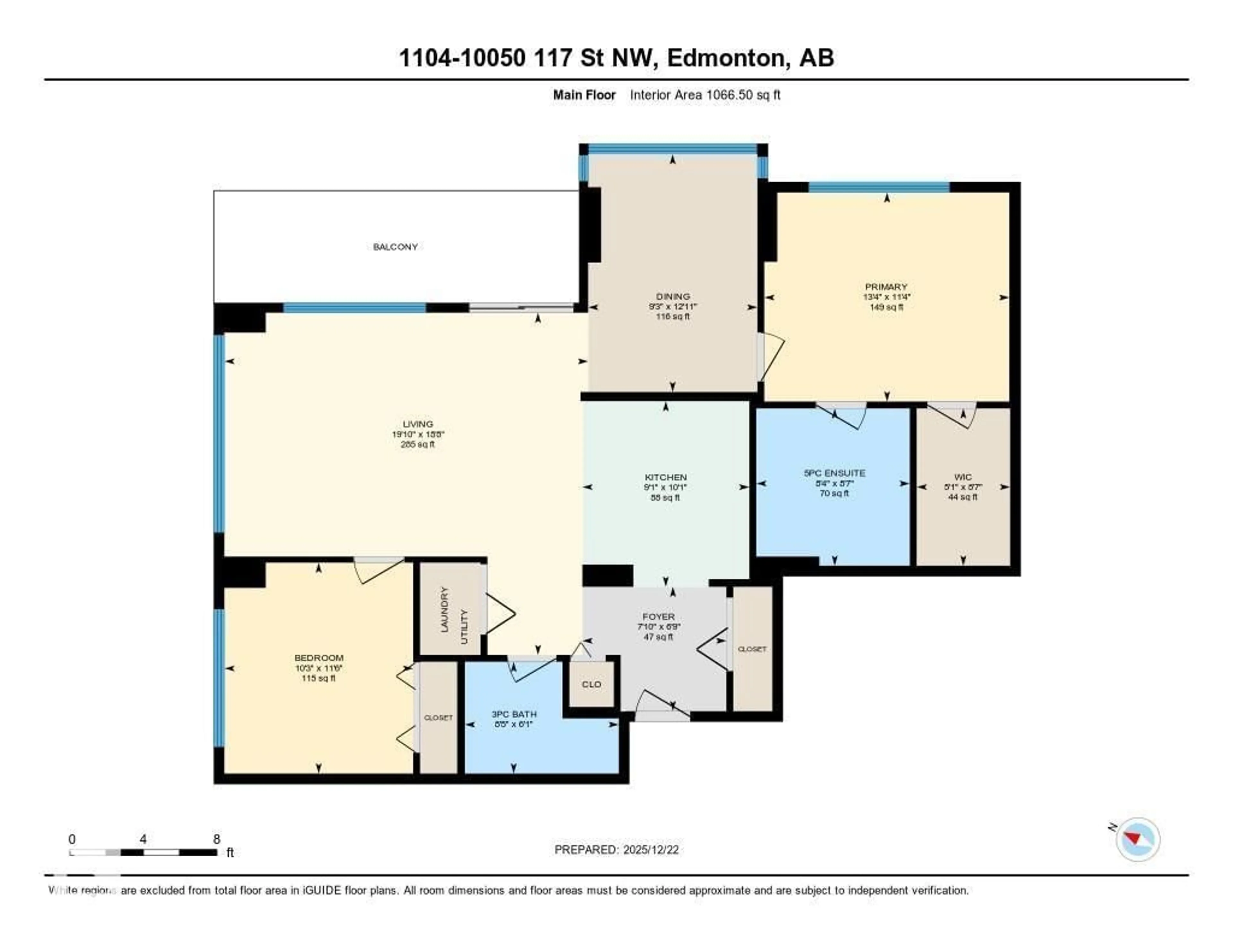 Floor plan for #1104 - 10046 117 ST, Edmonton Alberta T5K1K2