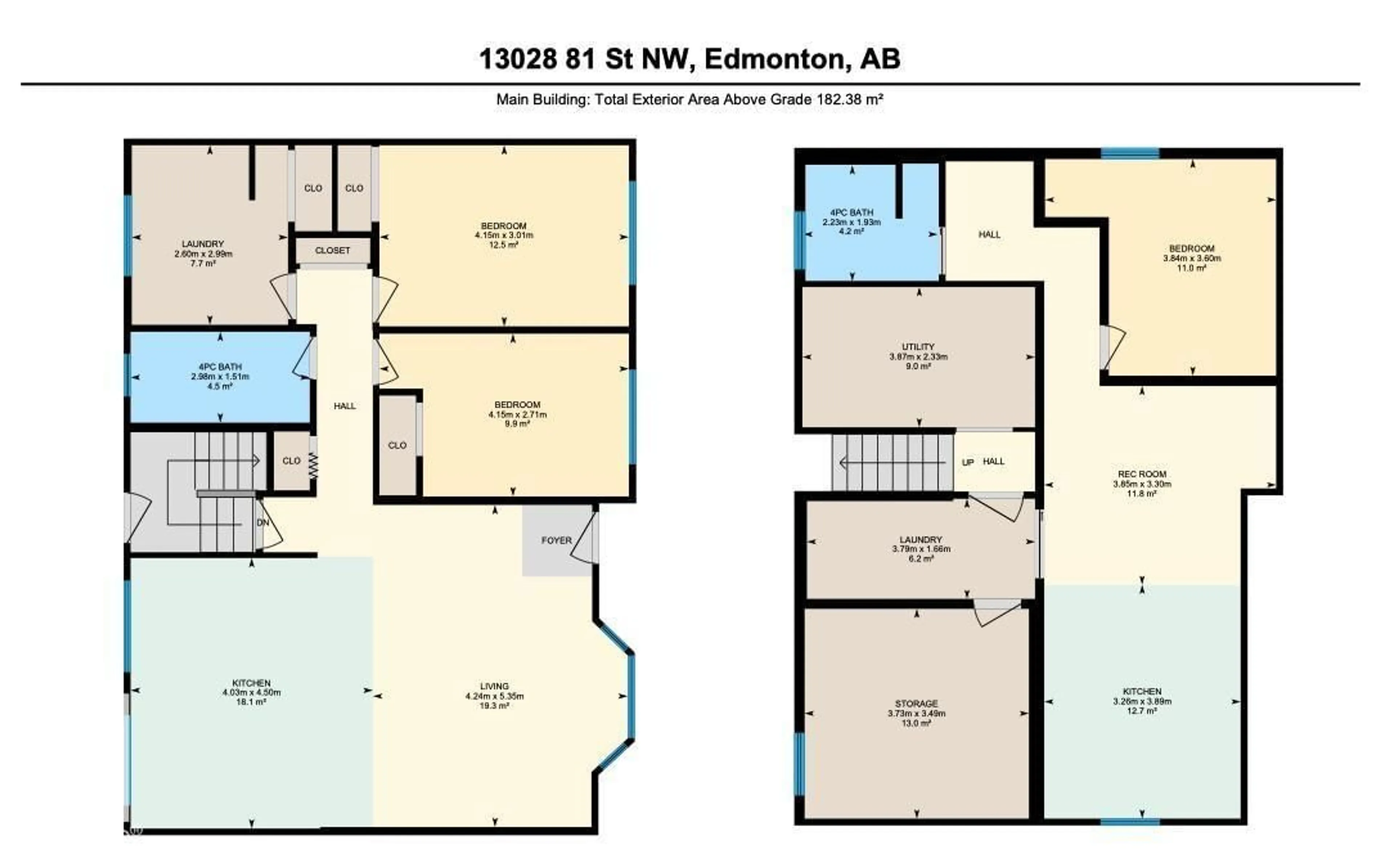 Floor plan for NW - 13028 81 ST, Edmonton Alberta T5C1N4