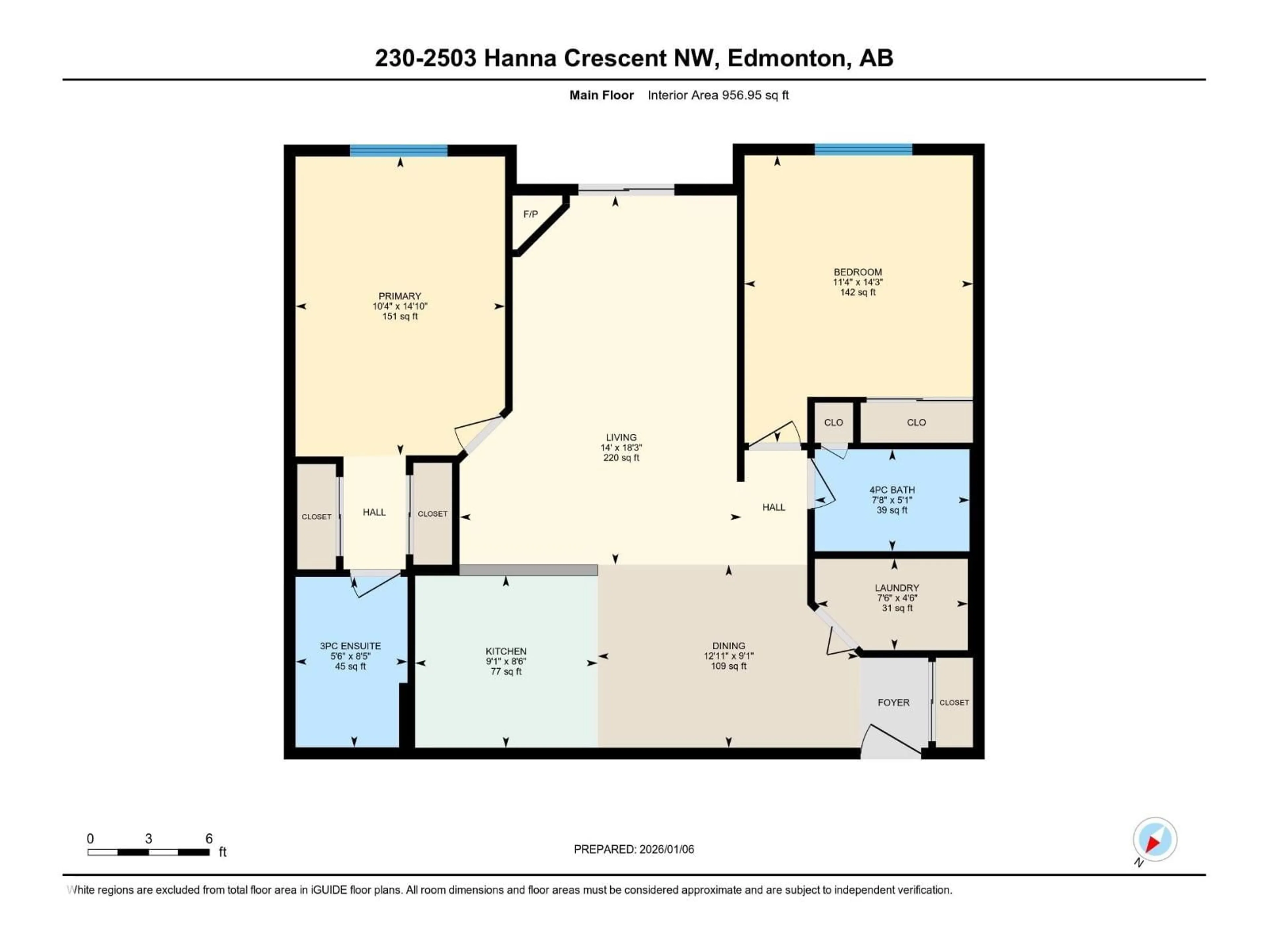 Floor plan for 230 - 2503 HANNA CR, Edmonton Alberta T6R0H1