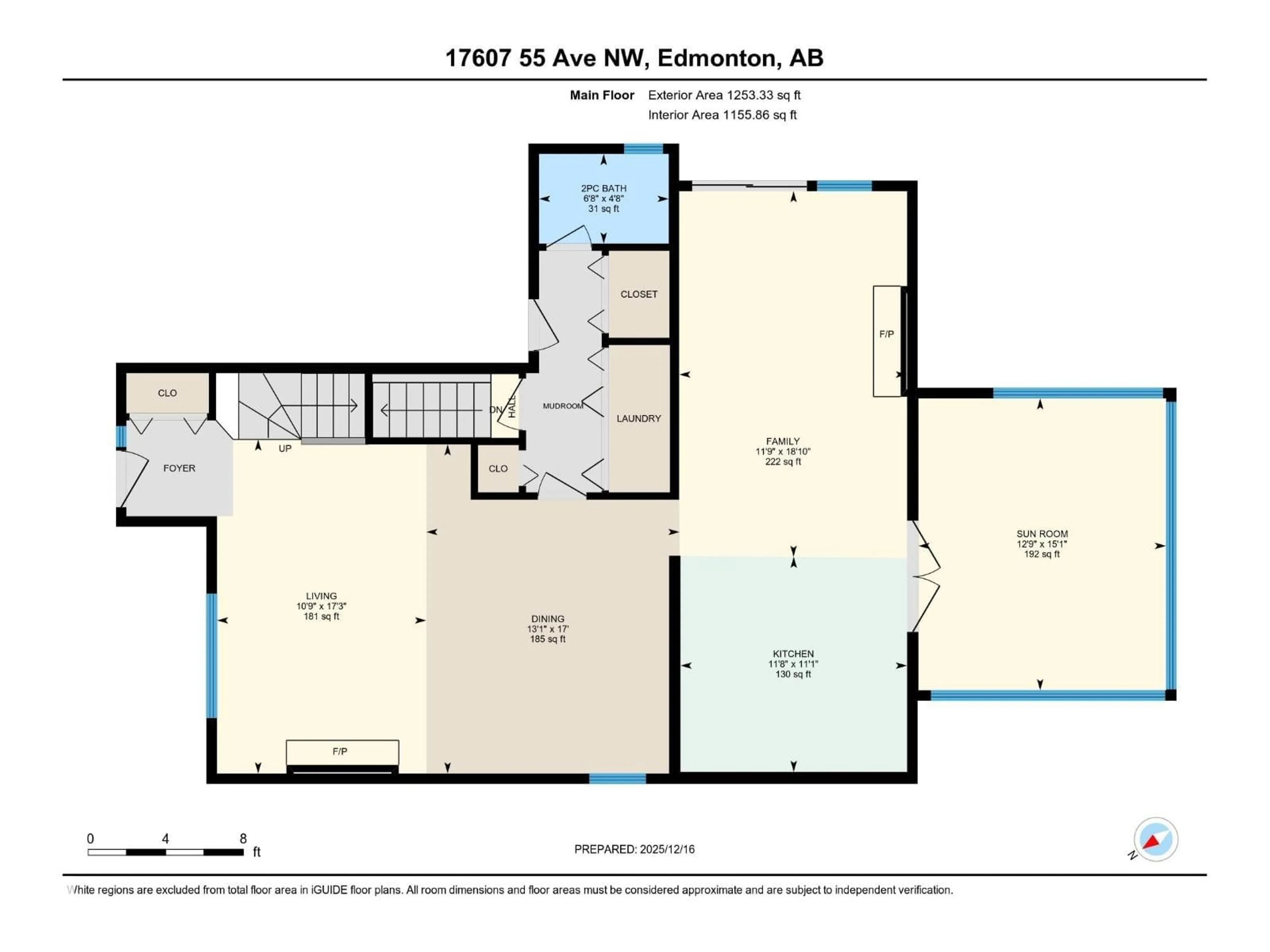 Floor plan for 17607 55 AV, Edmonton Alberta T6M1C8