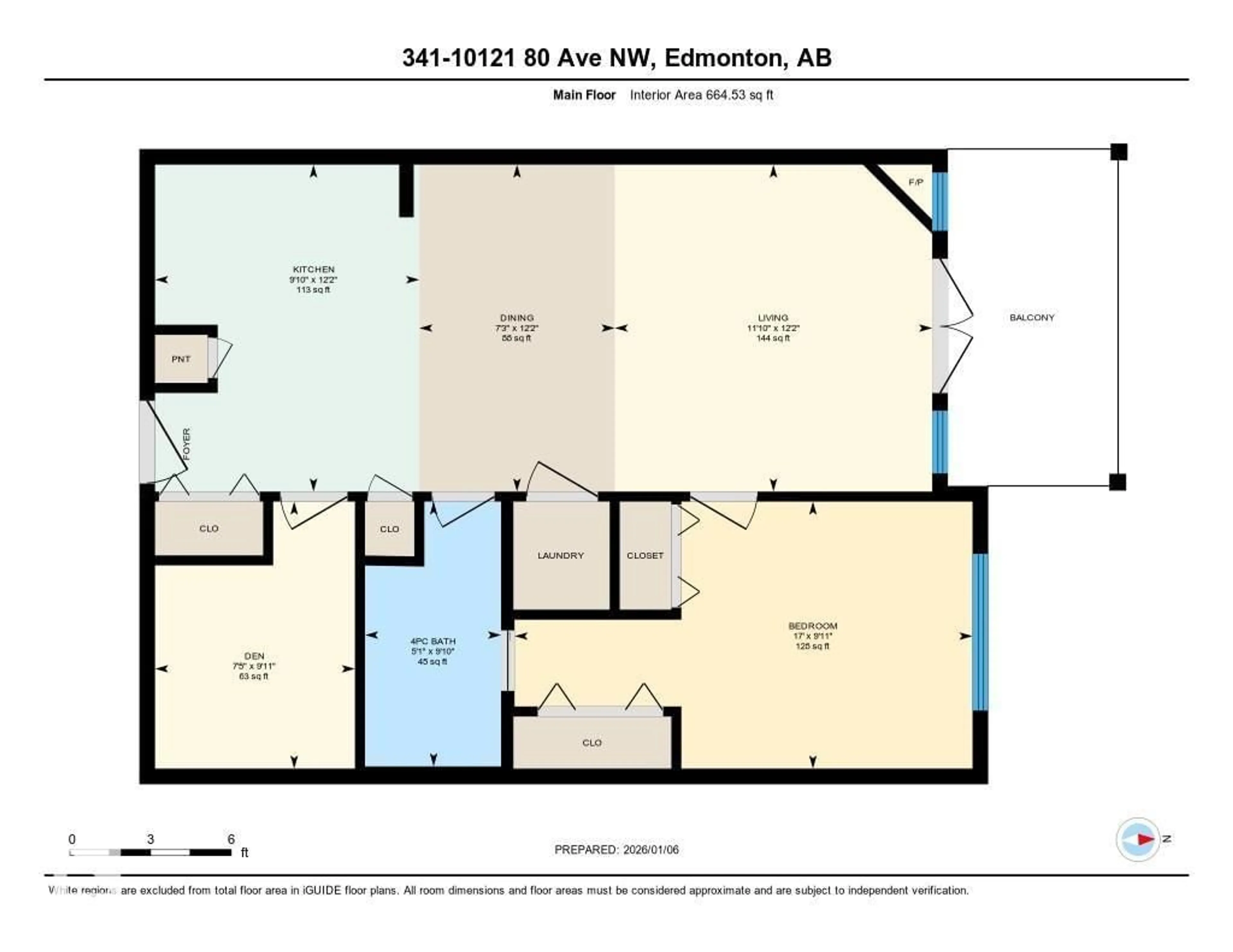 Floor plan for 341 10121 80 AV NW, Edmonton Alberta T6E0B9