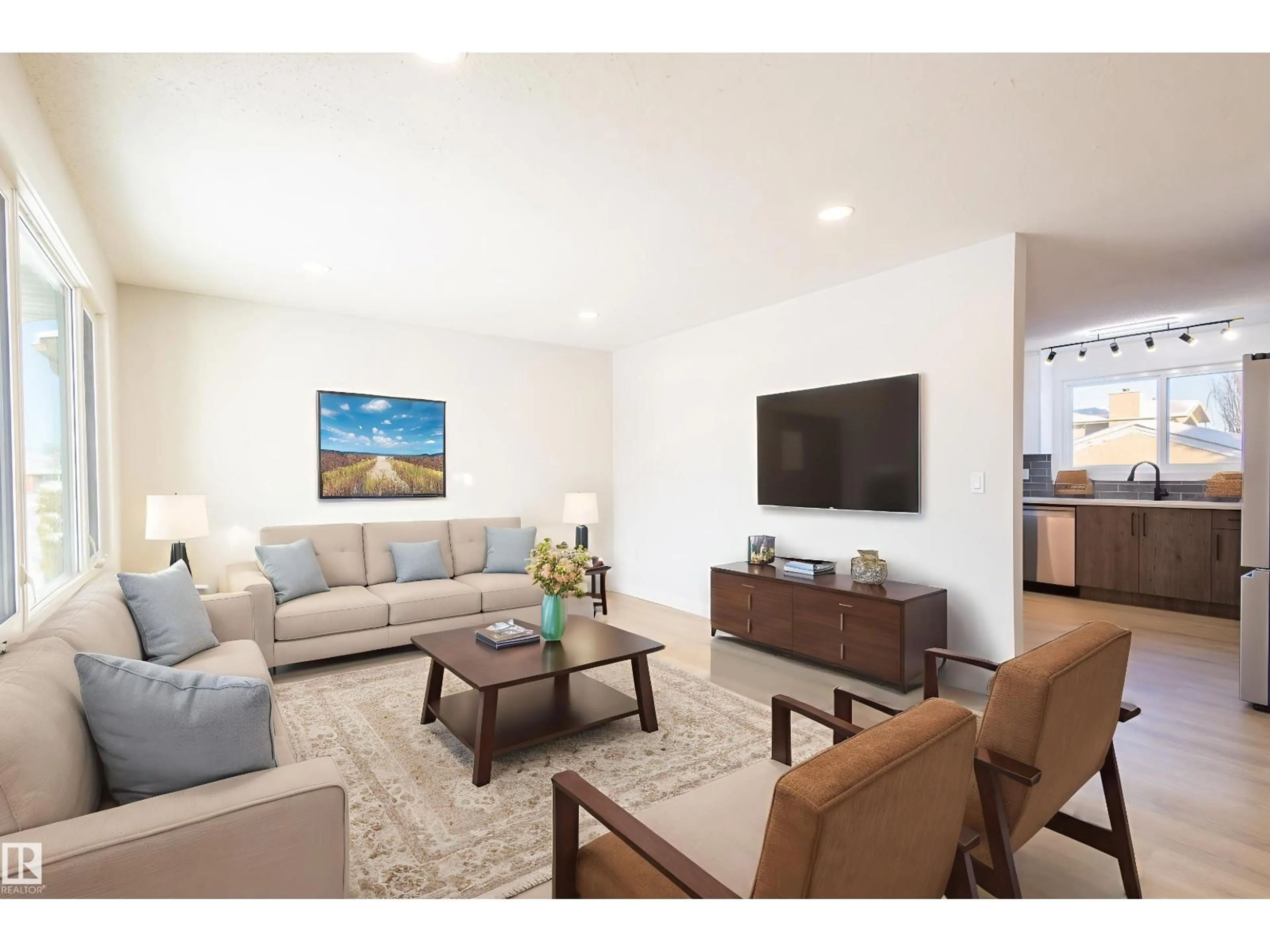 Living room with furniture, unknown for NW - 16215 102 ST, Edmonton Alberta T5X2G8