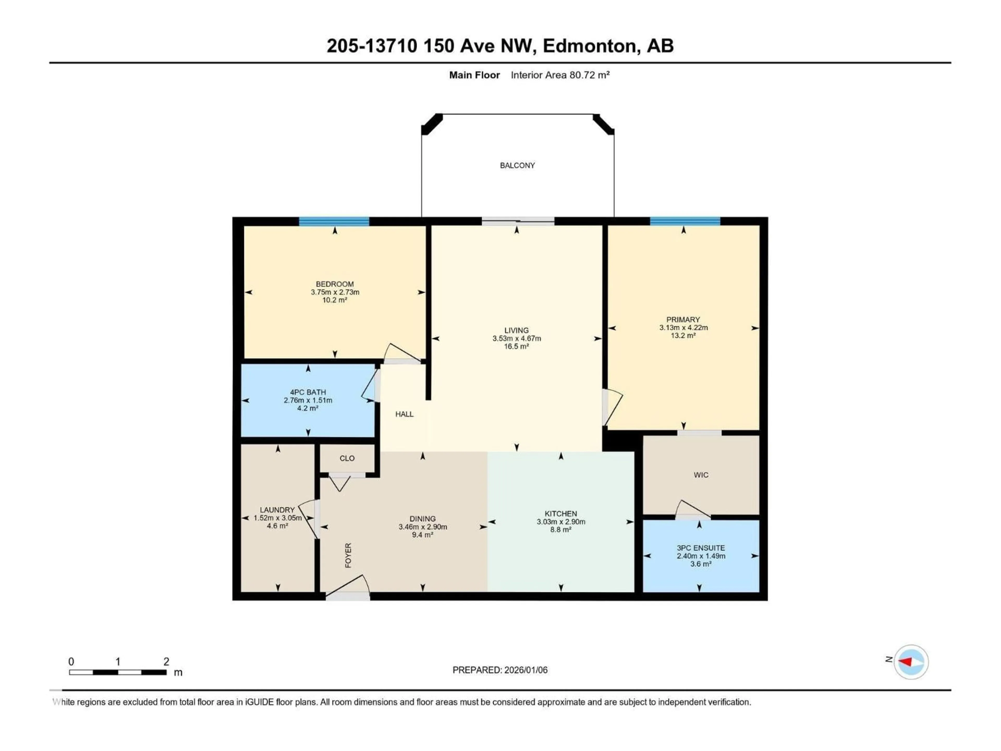 Floor plan for 13710 - 205 150 AV, Edmonton Alberta T6V0B2