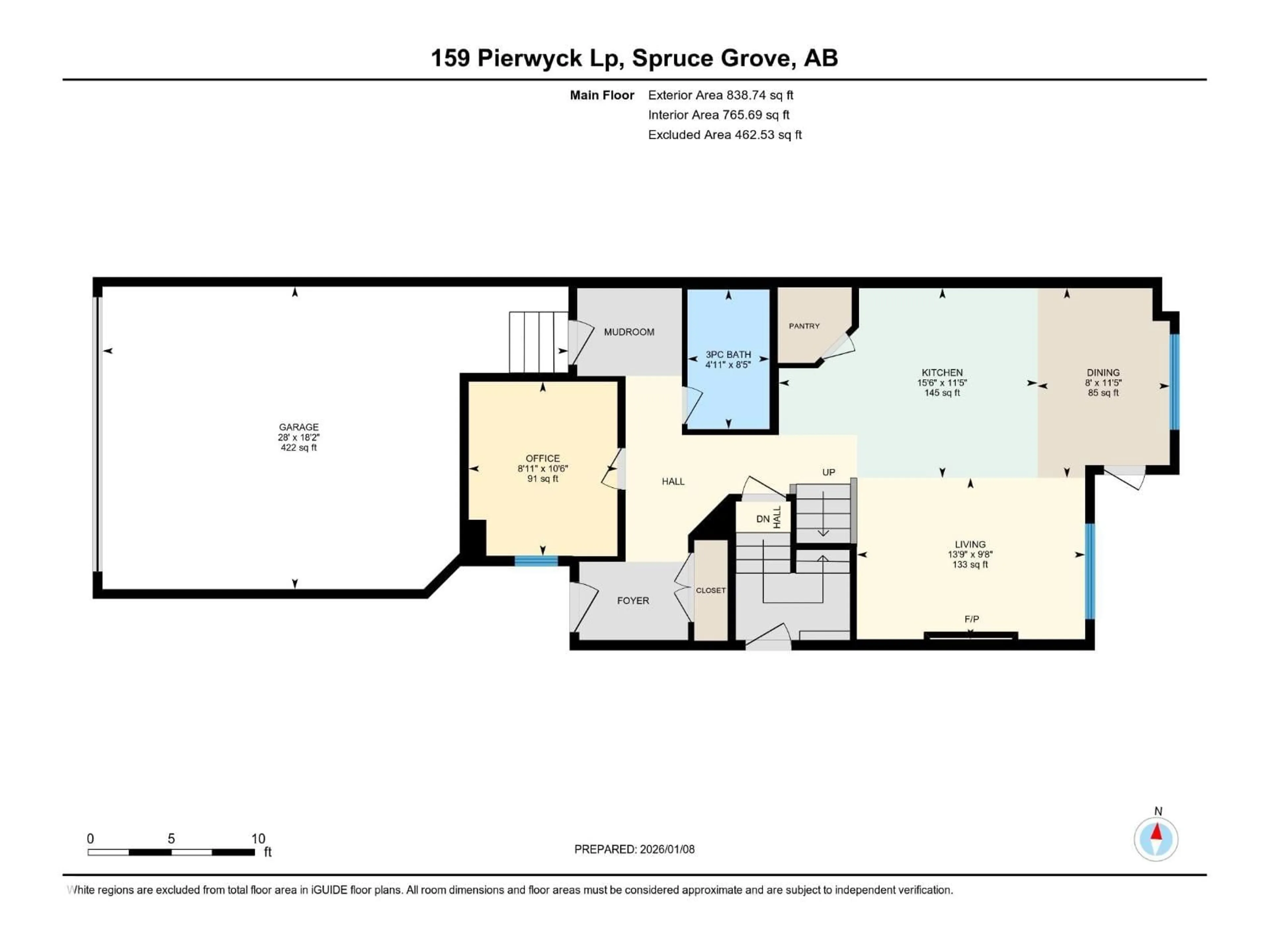 Floor plan for 159 PIERWYCK LO, Spruce Grove Alberta T7X4G3