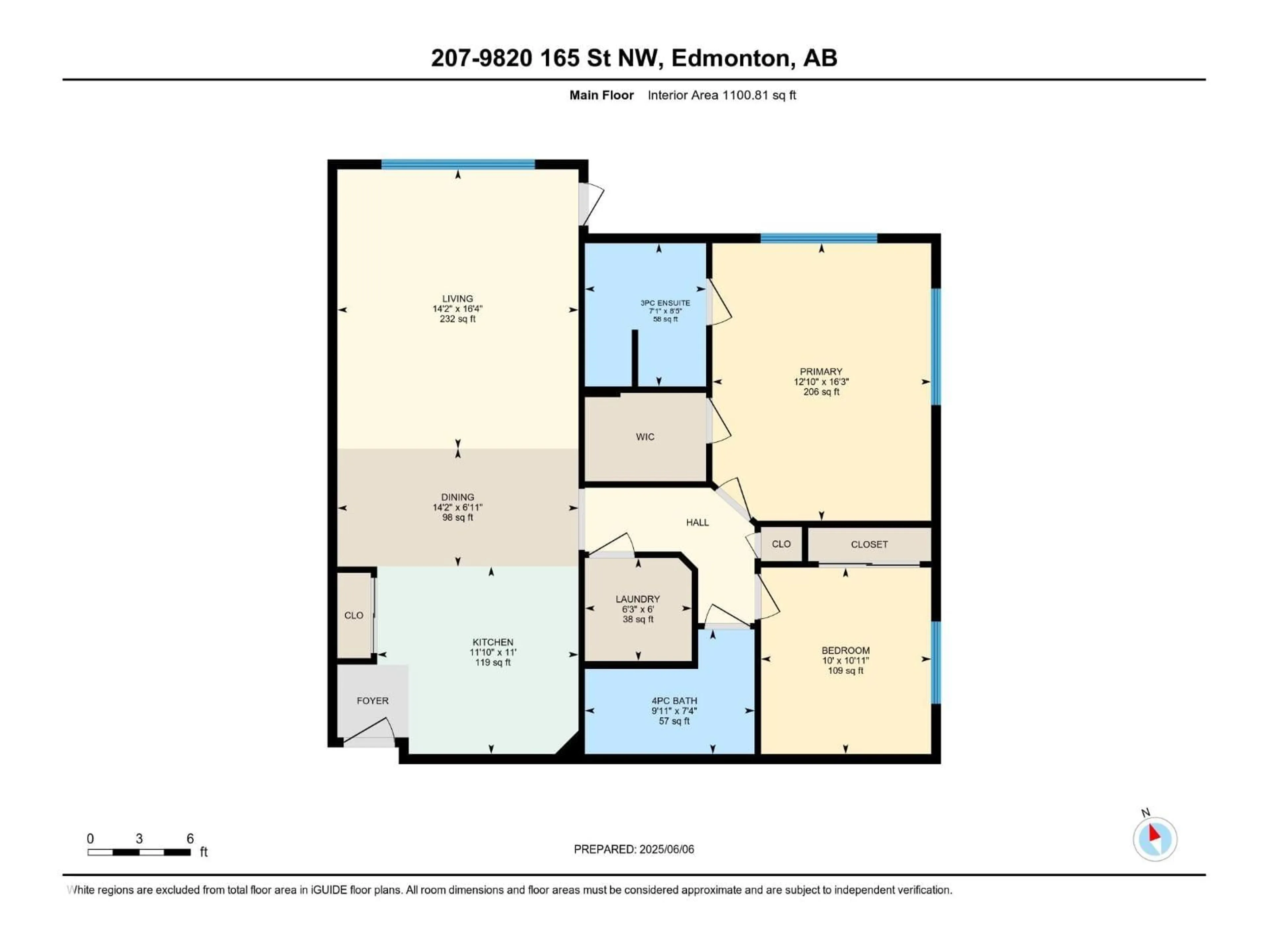 Floor plan for #207 - 9820 165 ST, Edmonton Alberta T5P0N3