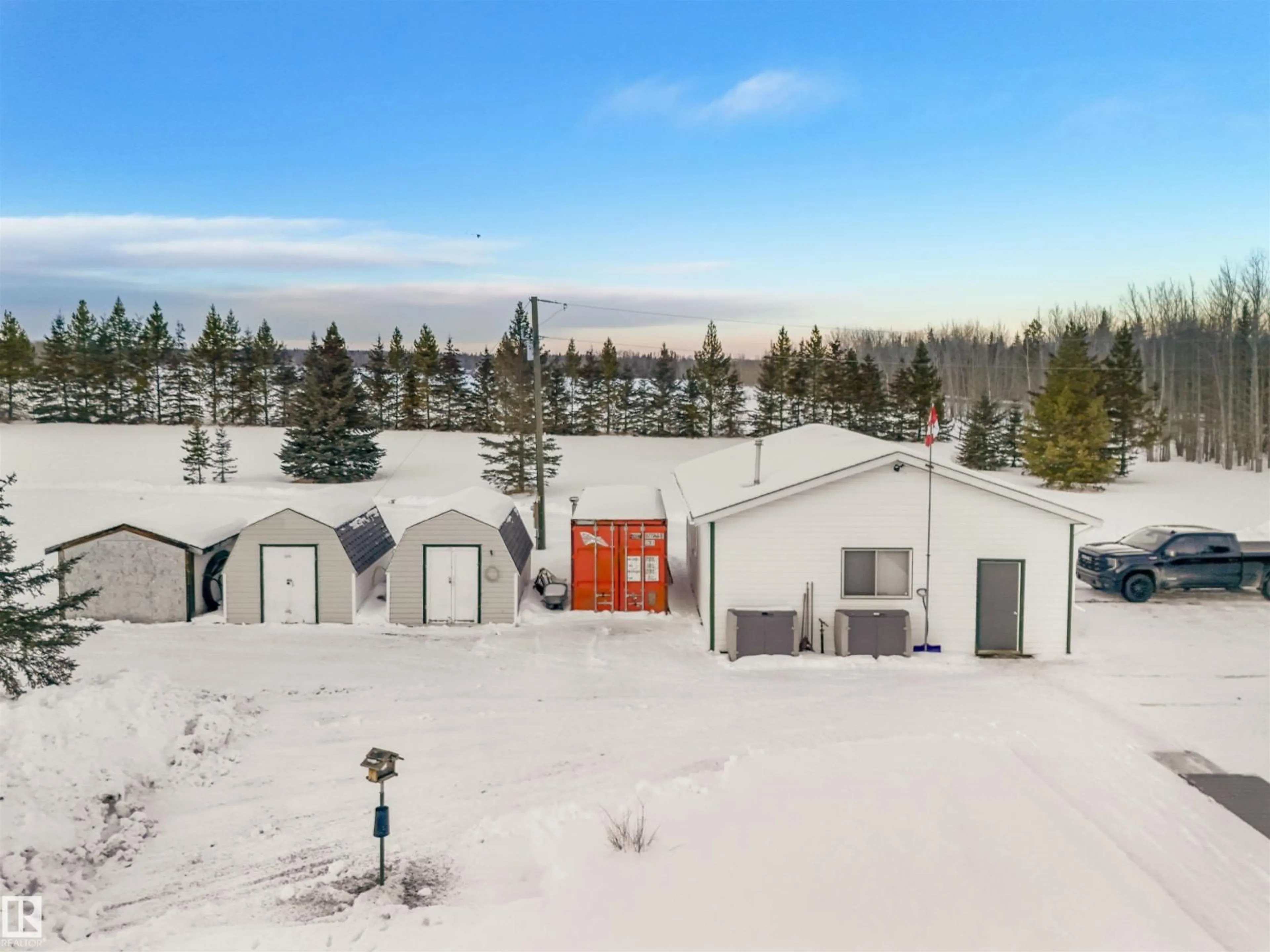 A pic from outside/outdoor area/front of a property/back of a property/a pic from drone, mountain view for 49518 RANGE ROAD 81, Rural Brazeau County Alberta T7A1T1