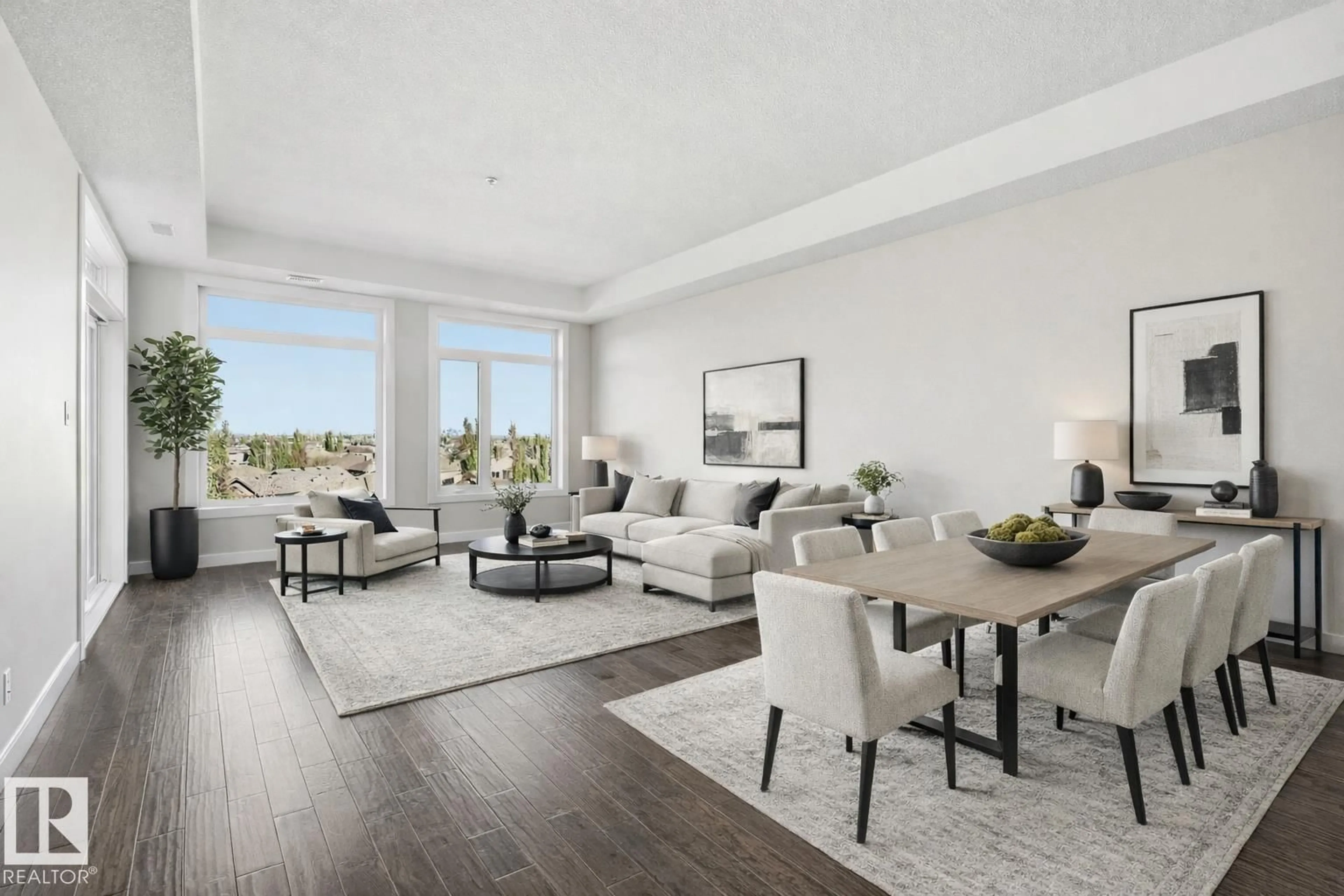 Living room with furniture, unknown for #413 - 625 LEGER WY, Edmonton Alberta T6R0W4