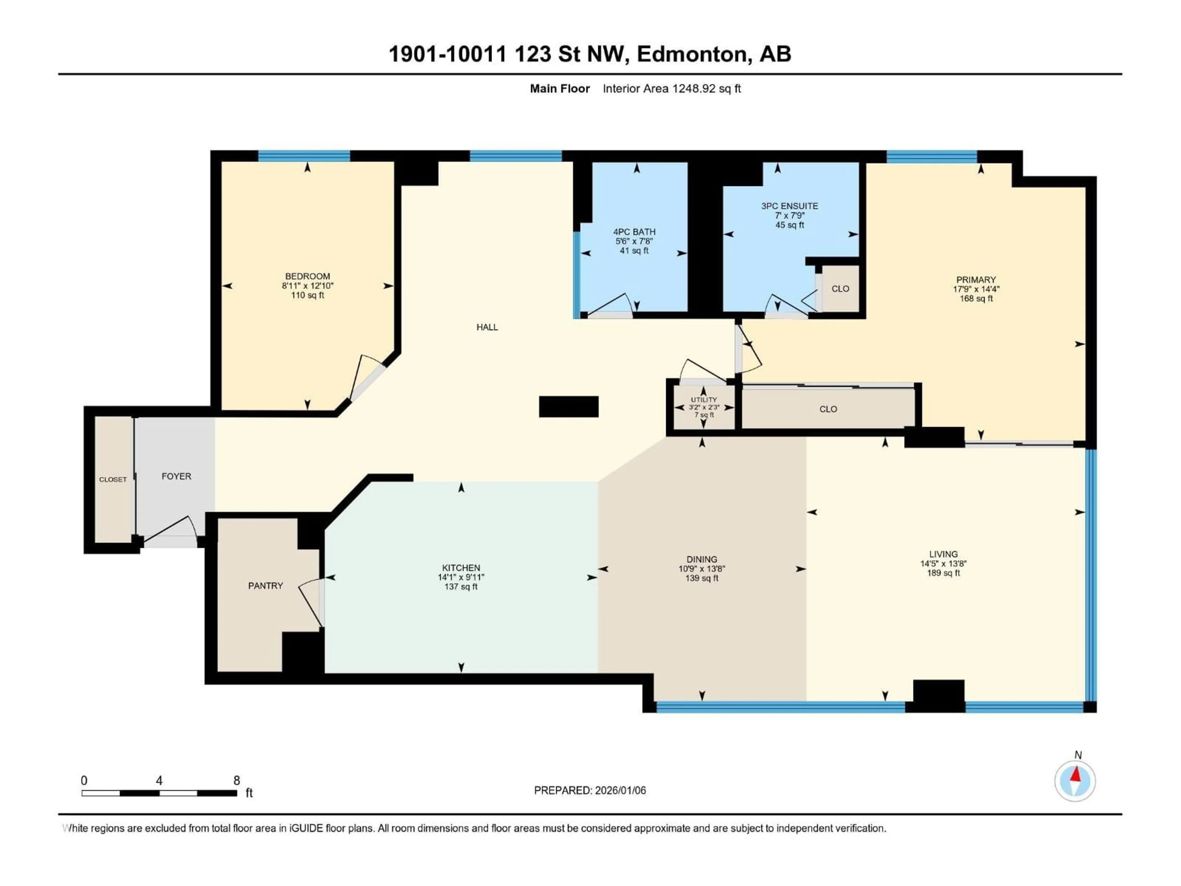 Floor plan for 10011 - 1901 123 ST, Edmonton Alberta T5N1M9