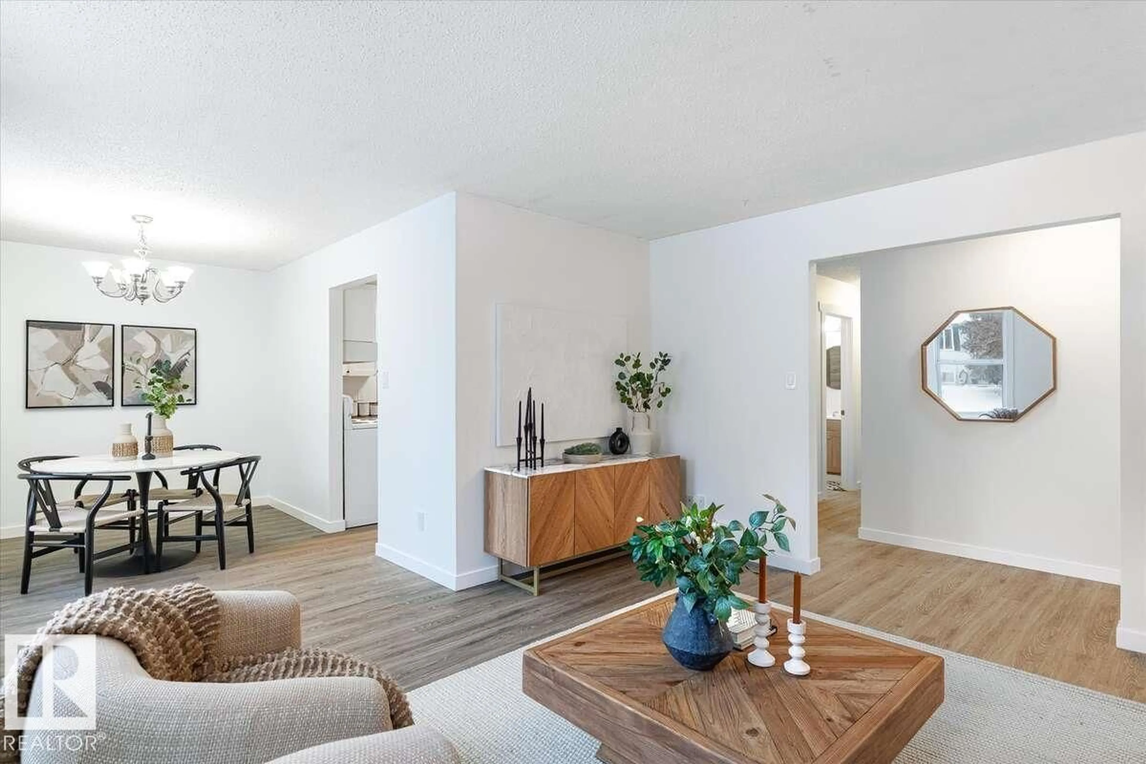 Living room with furniture, wood/laminate floor for 5515 54 ST, Leduc Alberta T9E5P4