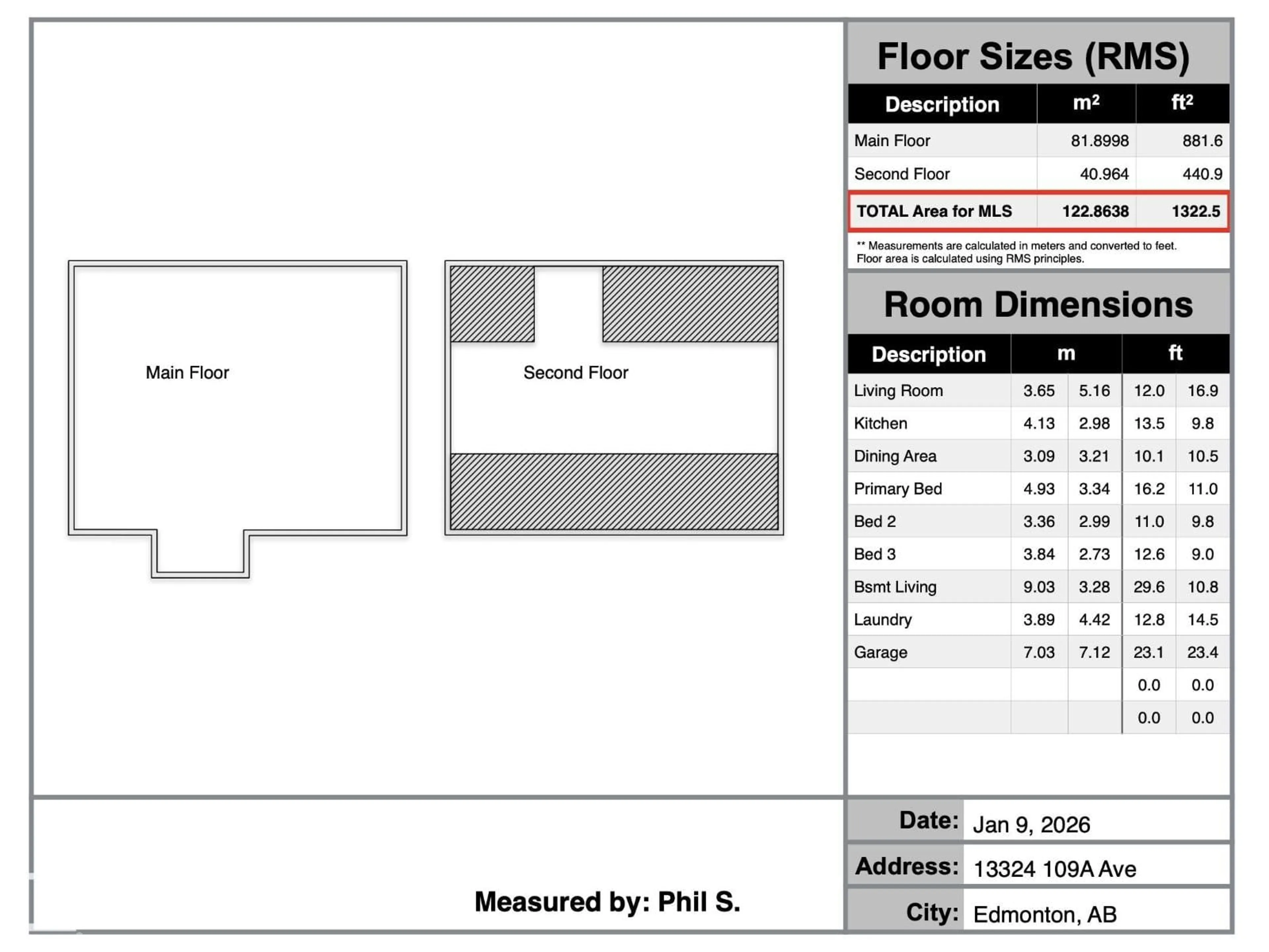 Floor plan for 13324 109A AV, Edmonton Alberta T5M2J6