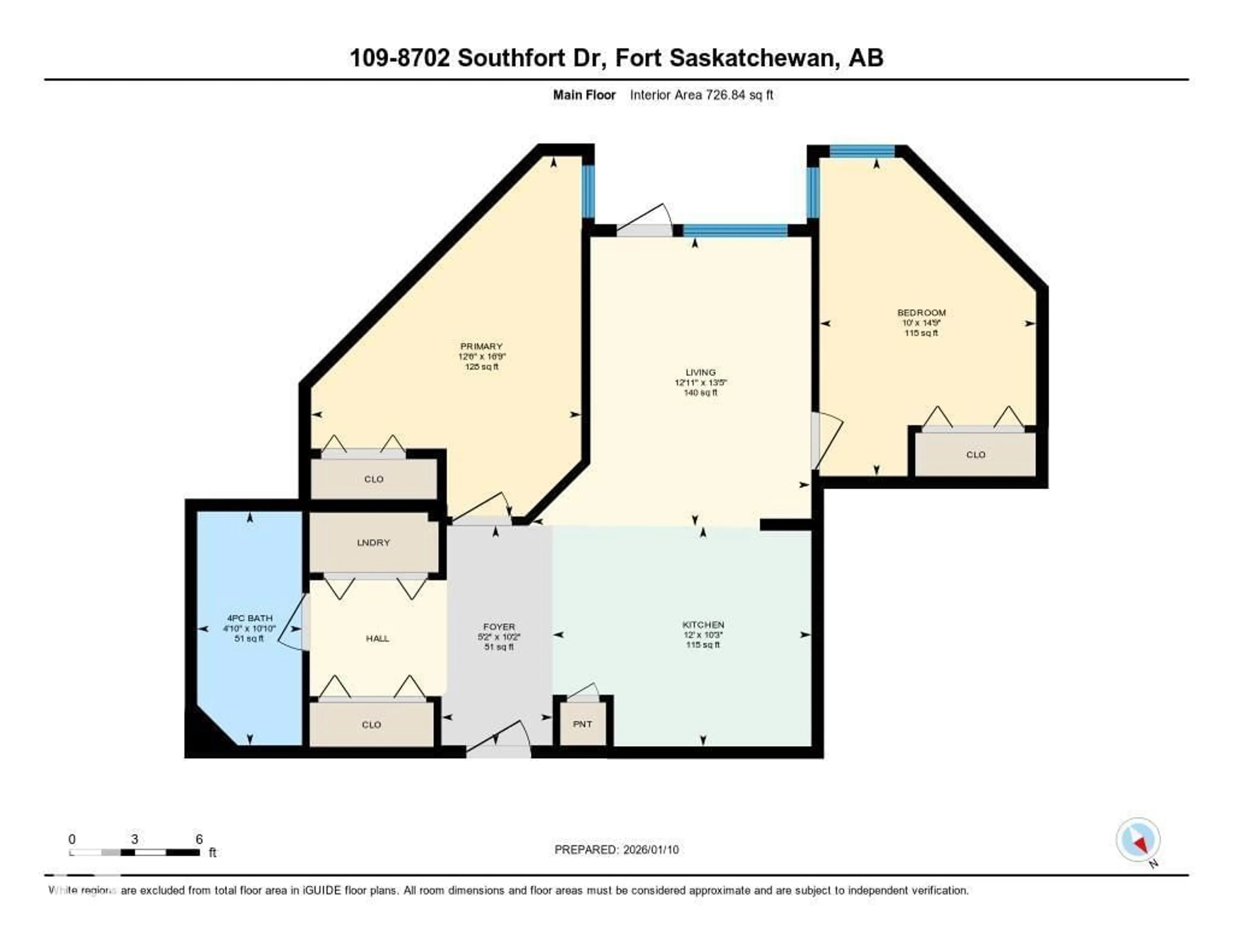 Floor plan for 109 - 8702 SOUTHFORT DR, Fort Saskatchewan Alberta T8L4R6