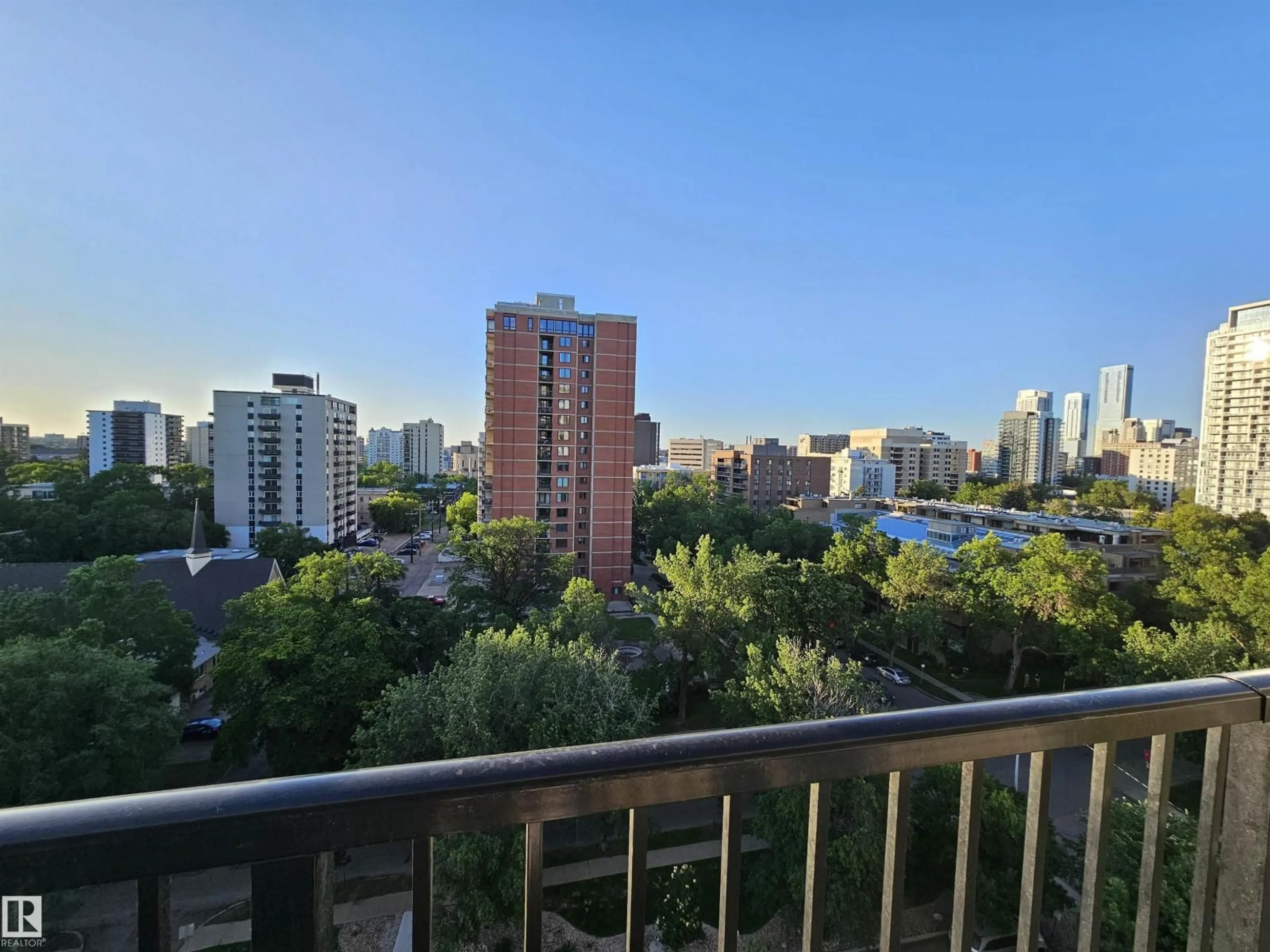 Balcony in the apartment, city buildings view from balcony for 906 - 11307 99 AV, Edmonton Alberta T5K0H2