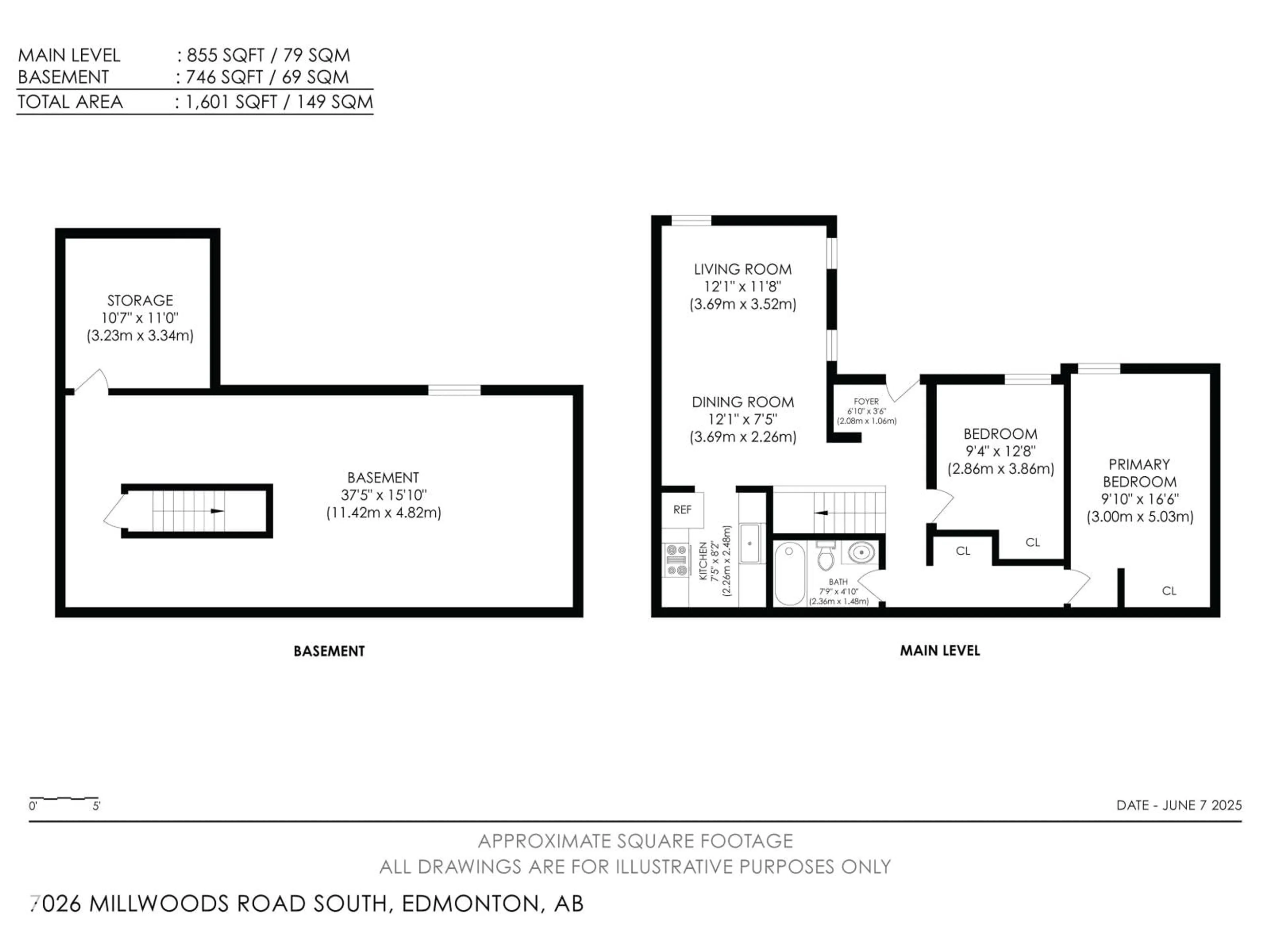 Floor plan for 7026 MILL WOODS RD S, Edmonton Alberta T6K3M3
