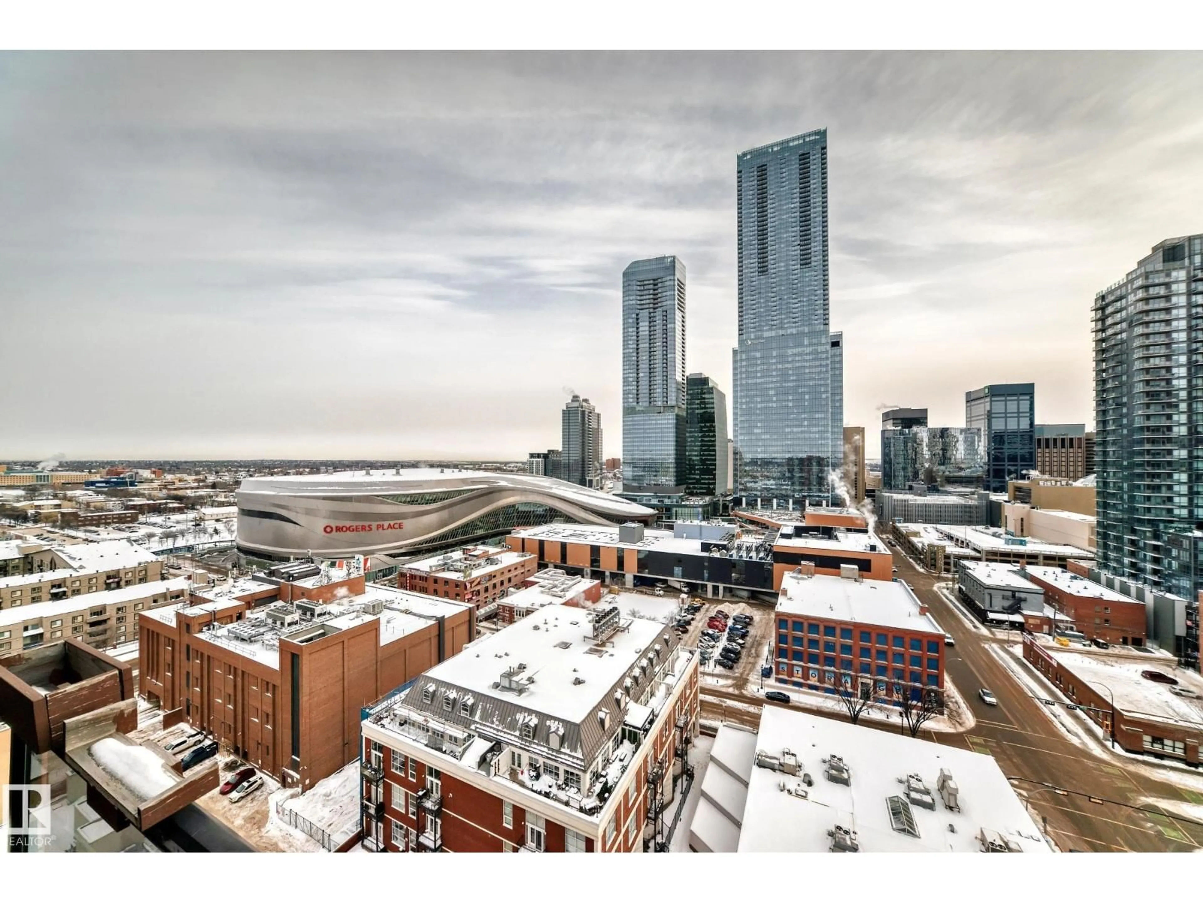 A pic from outside/outdoor area/front of a property/back of a property/a pic from drone, city buildings view from balcony for 10303 - 2006 105 ST NW, Edmonton Alberta T3M1M7