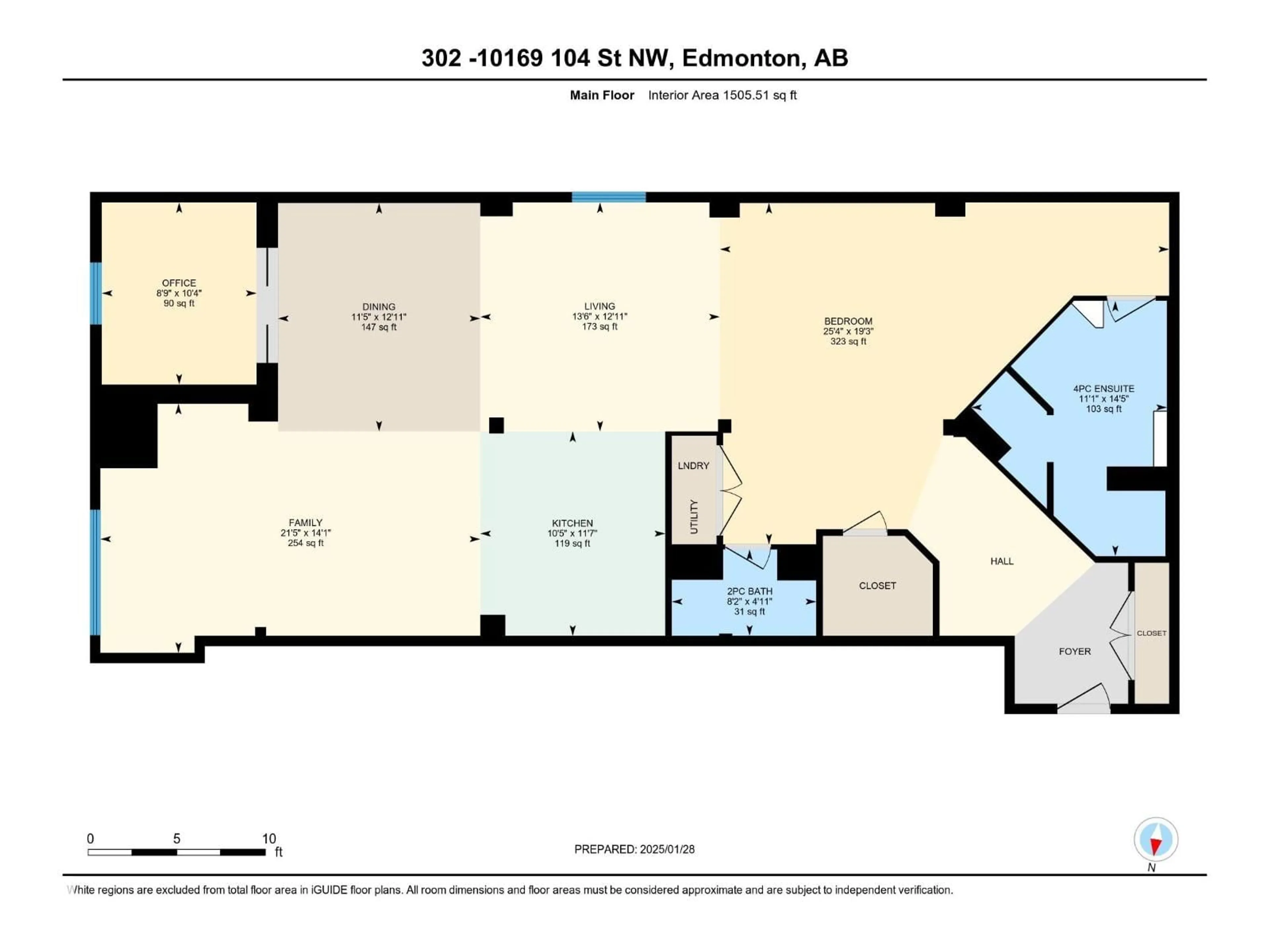 Floor plan for #302 - 10169 104 ST NW, Edmonton Alberta T5J1A5