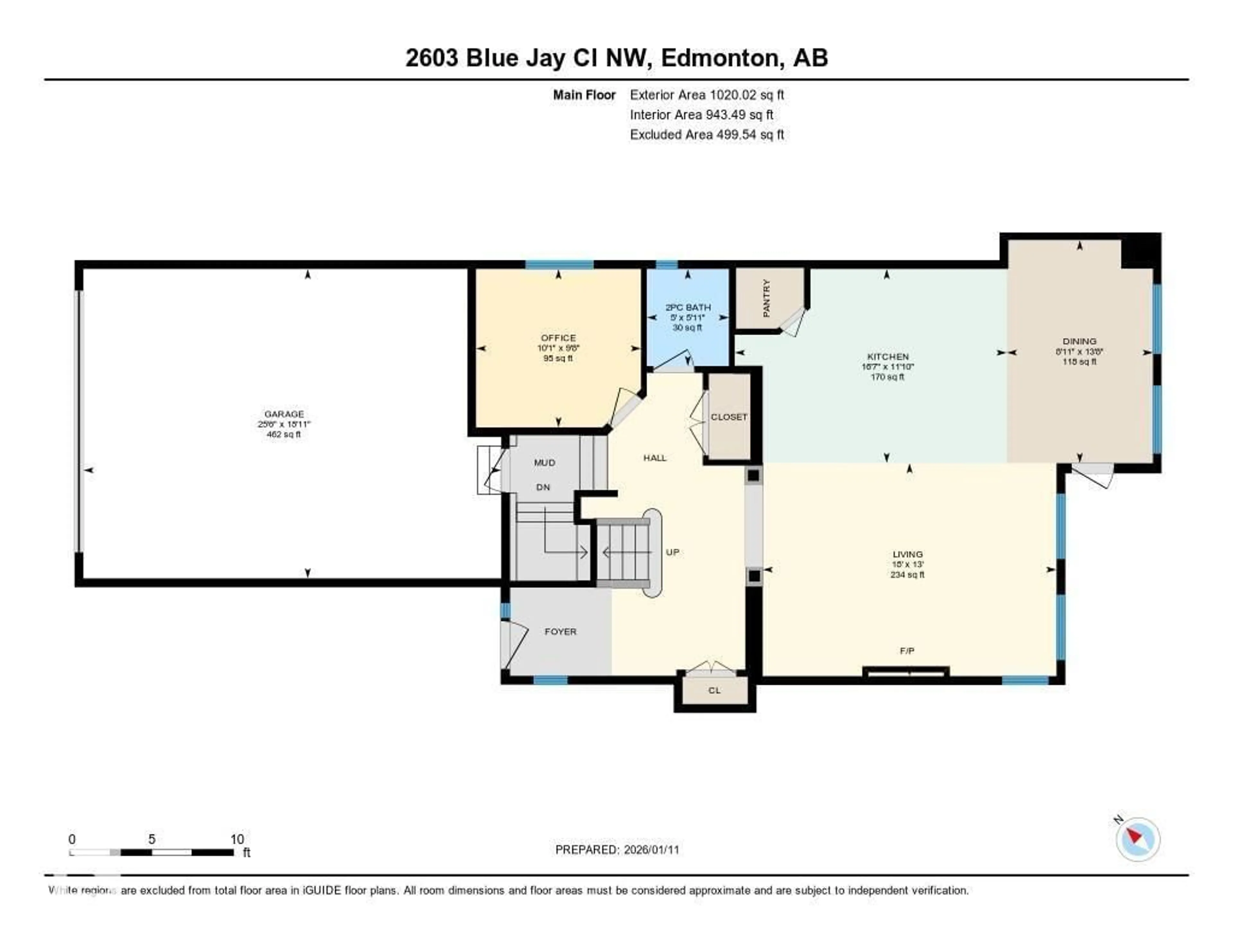 Floor plan for 2603 BLUEJAY CL, Edmonton Alberta T5S0J7