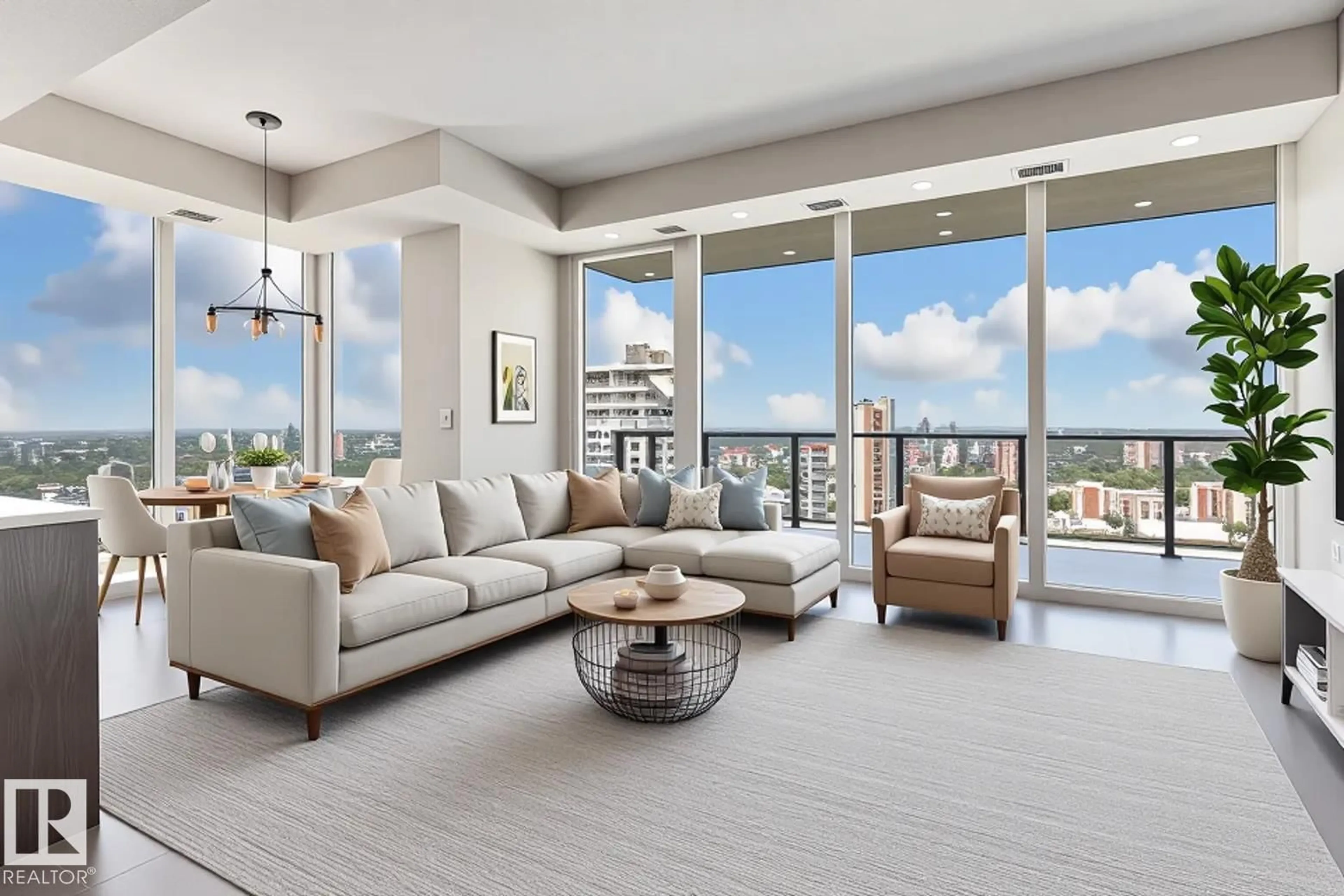 Living room with furniture, unknown for 3301 - 10180 103 ST NW, Edmonton Alberta T5J0L1