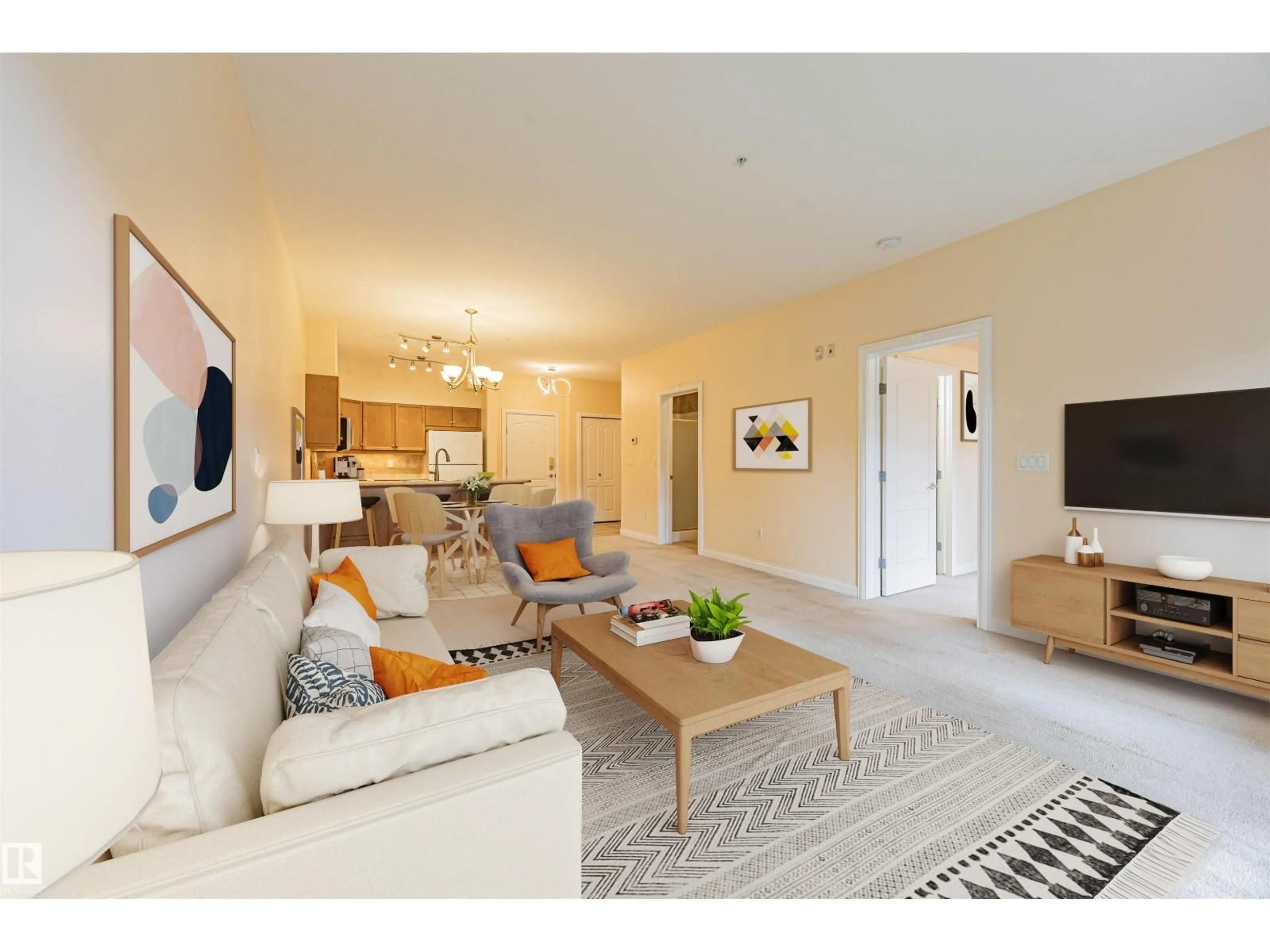 Living room with furniture, unknown for #110 - 1406 HODGSON WY, Edmonton Alberta T6R3K1