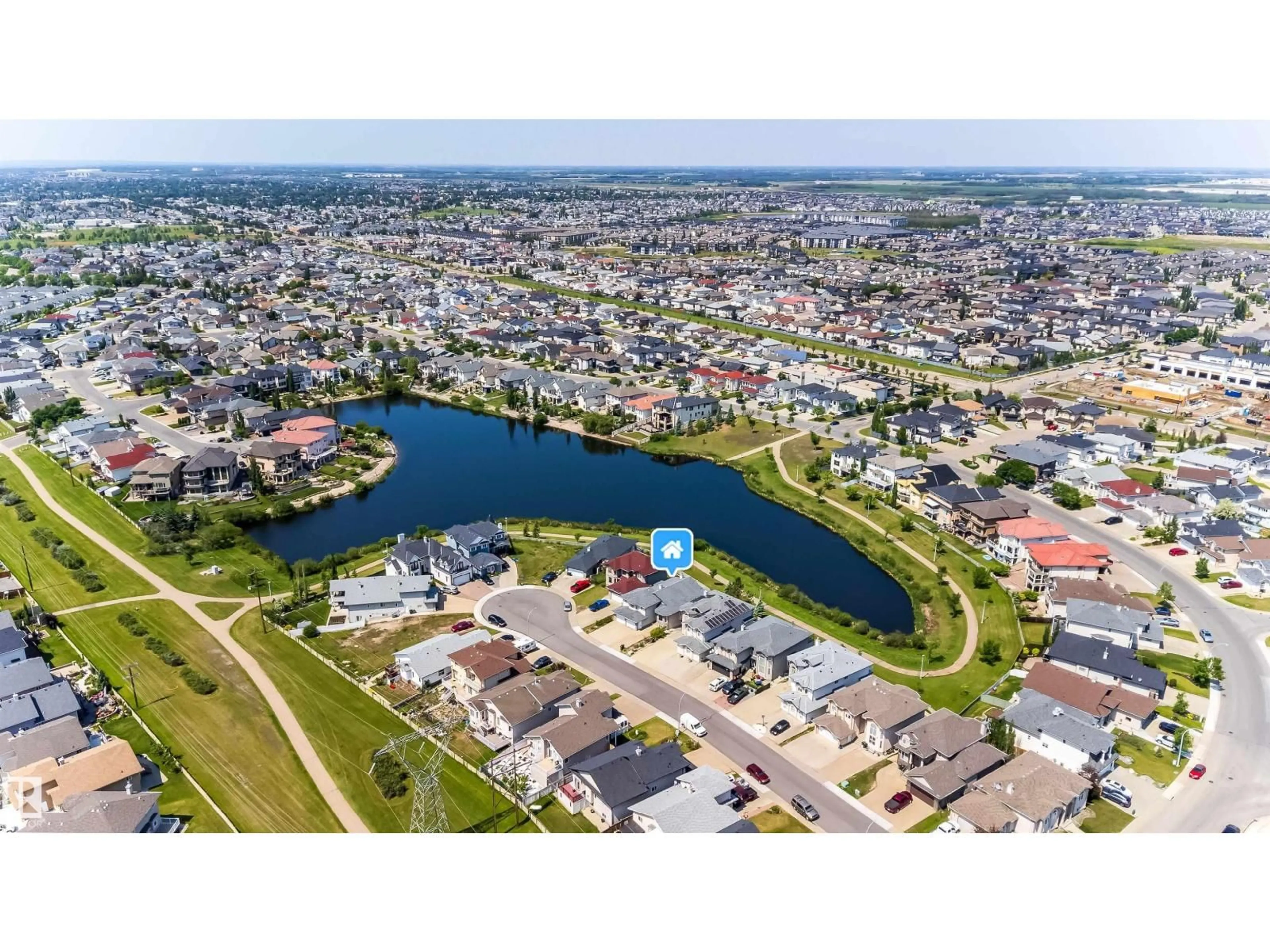 A pic from outside/outdoor area/front of a property/back of a property/a pic from drone, water/lake/river/ocean view for 6928 164 AV, Edmonton Alberta T5Z3R3