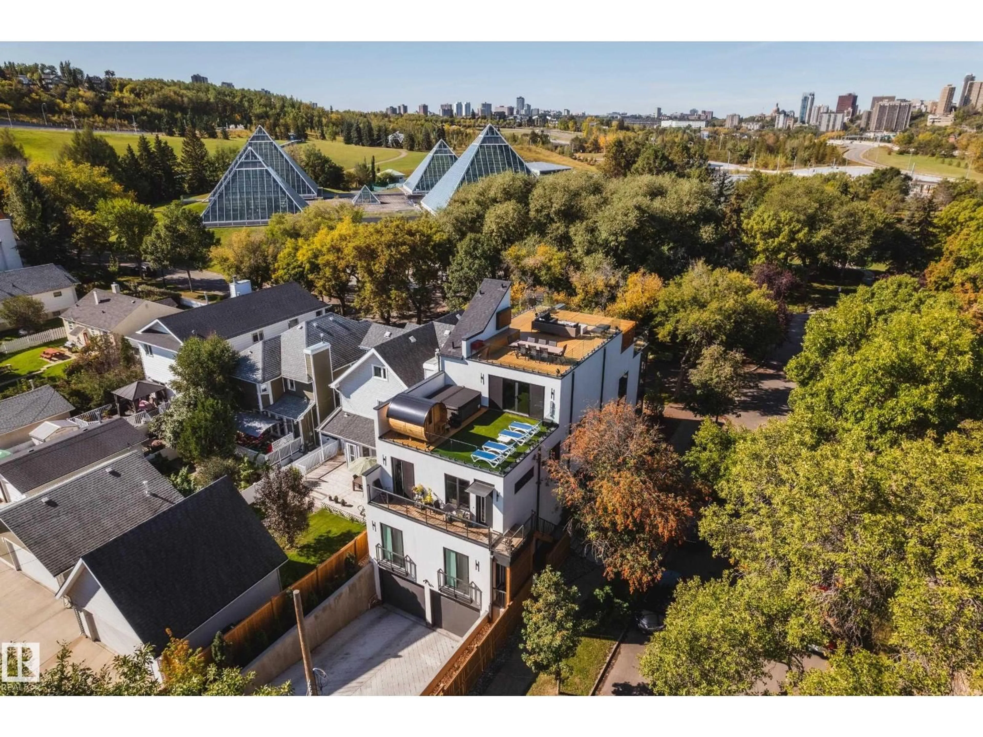 A pic from outside/outdoor area/front of a property/back of a property/a pic from drone, city buildings view from balcony for 9651 96A ST, Edmonton Alberta T6C2C3