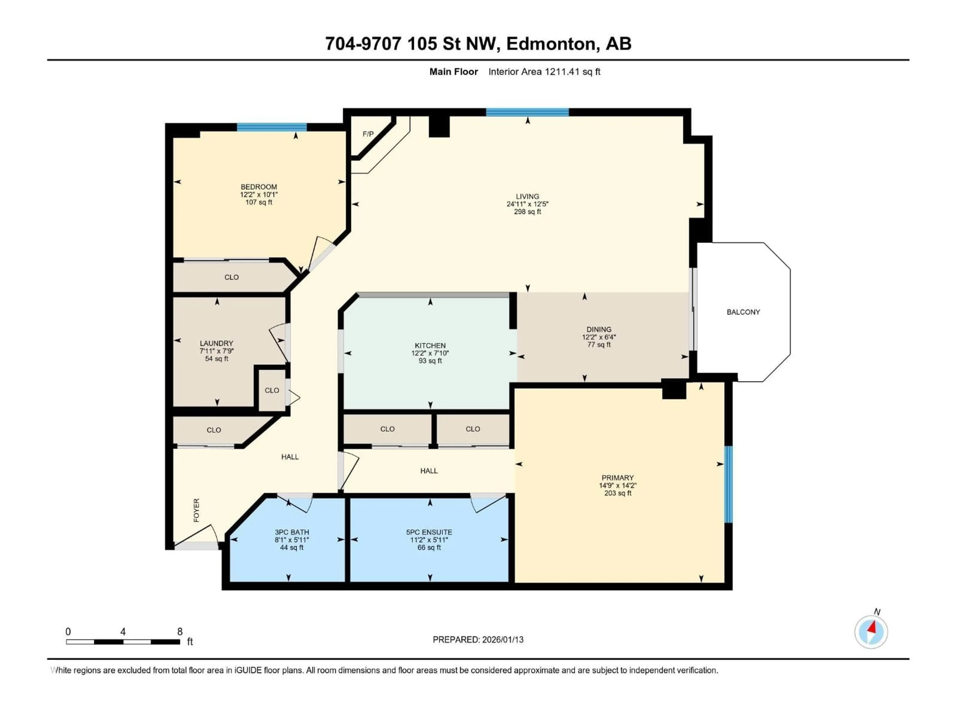 Floor plan for 704 - 9707 105 ST, Edmonton Alberta T5K2Y4