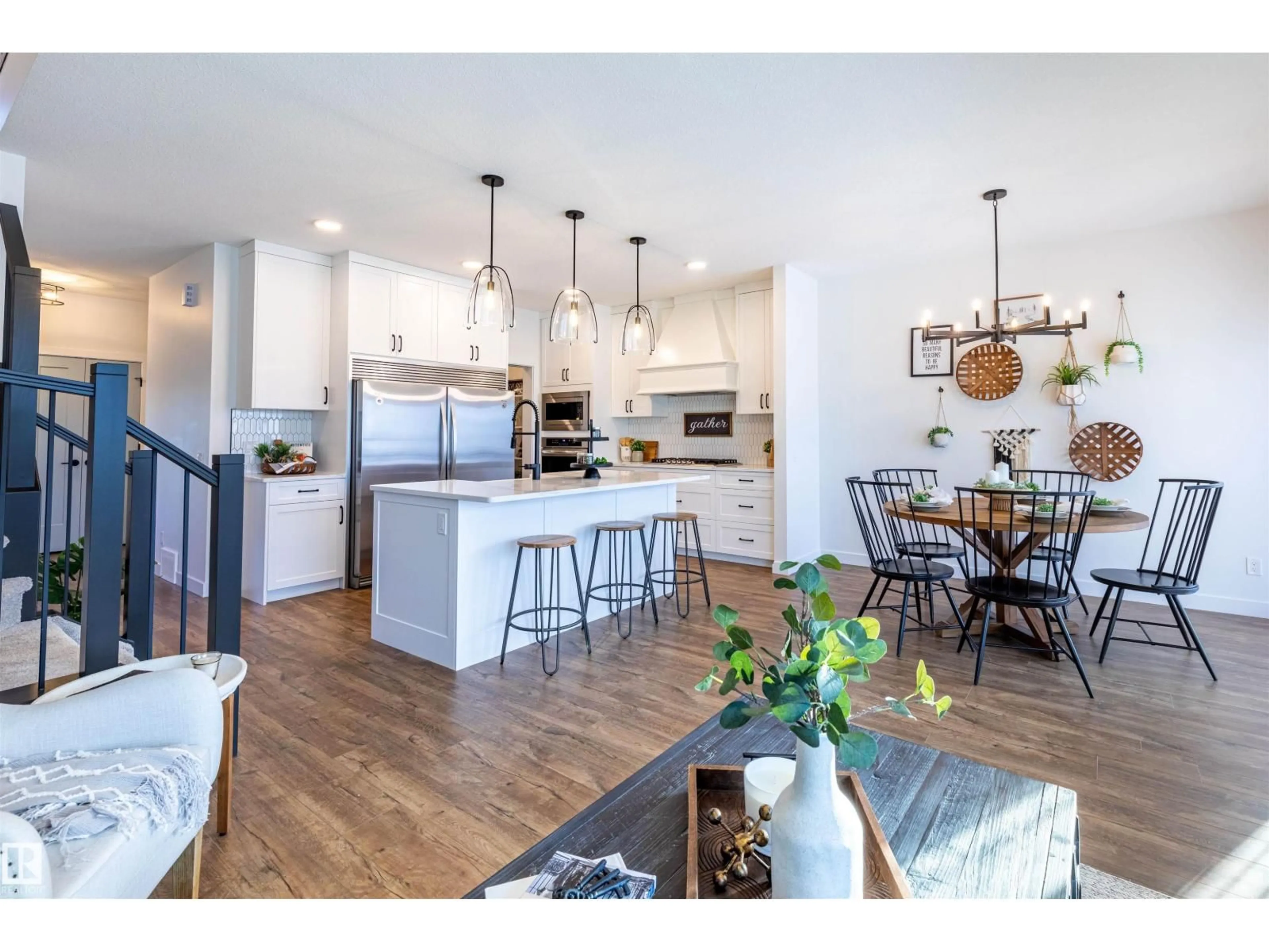 Open concept kitchen, wood/laminate floor for SW - 331 22 ST, Edmonton Alberta T6X3L4