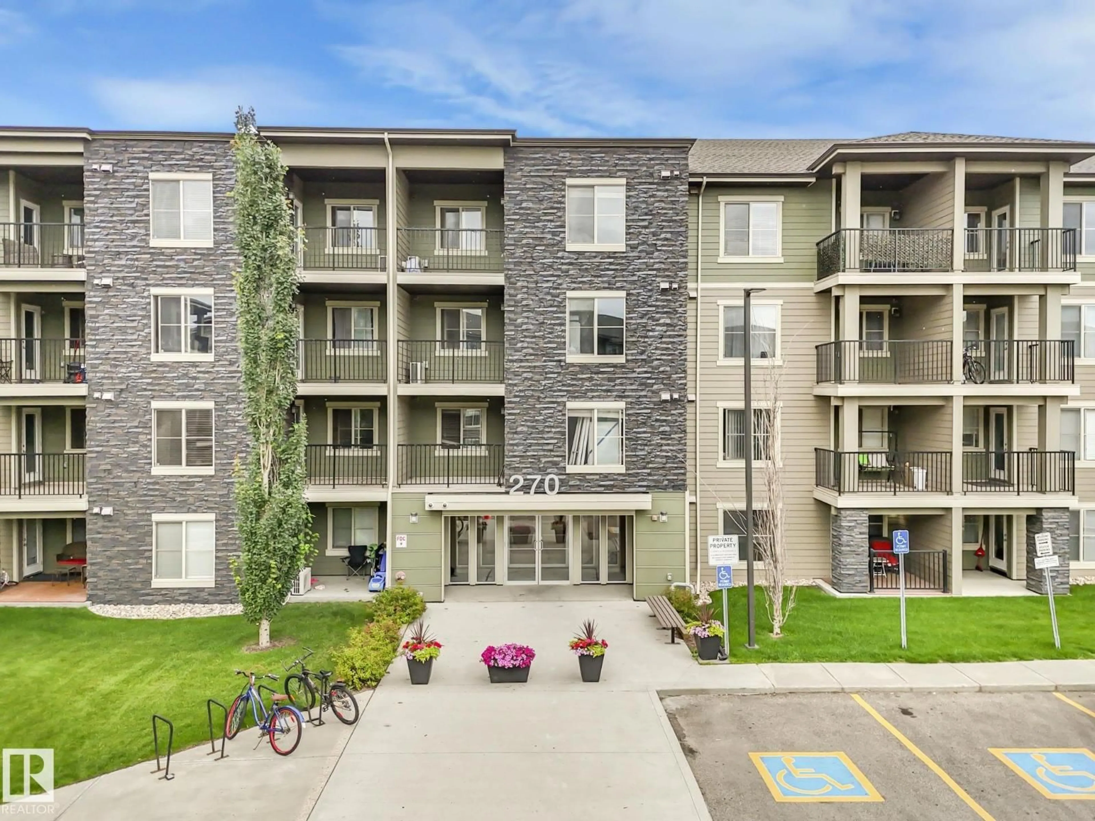 A pic from outside/outdoor area/front of a property/back of a property/a pic from drone, building for #404 - 270 MCCONACHIE DR, Edmonton Alberta T5Y3N4