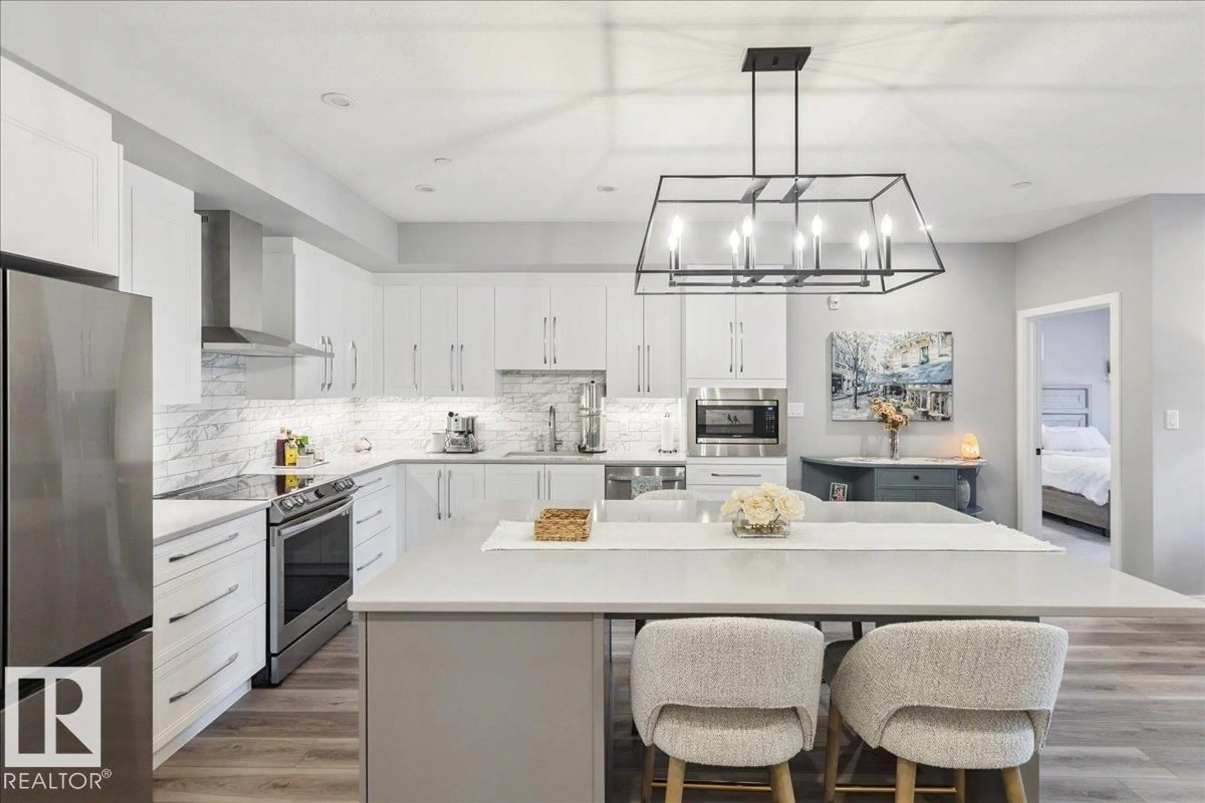 Contemporary kitchen, ceramic/tile floor for 301 - 7463 MAY CM, Edmonton Alberta T6R0X1