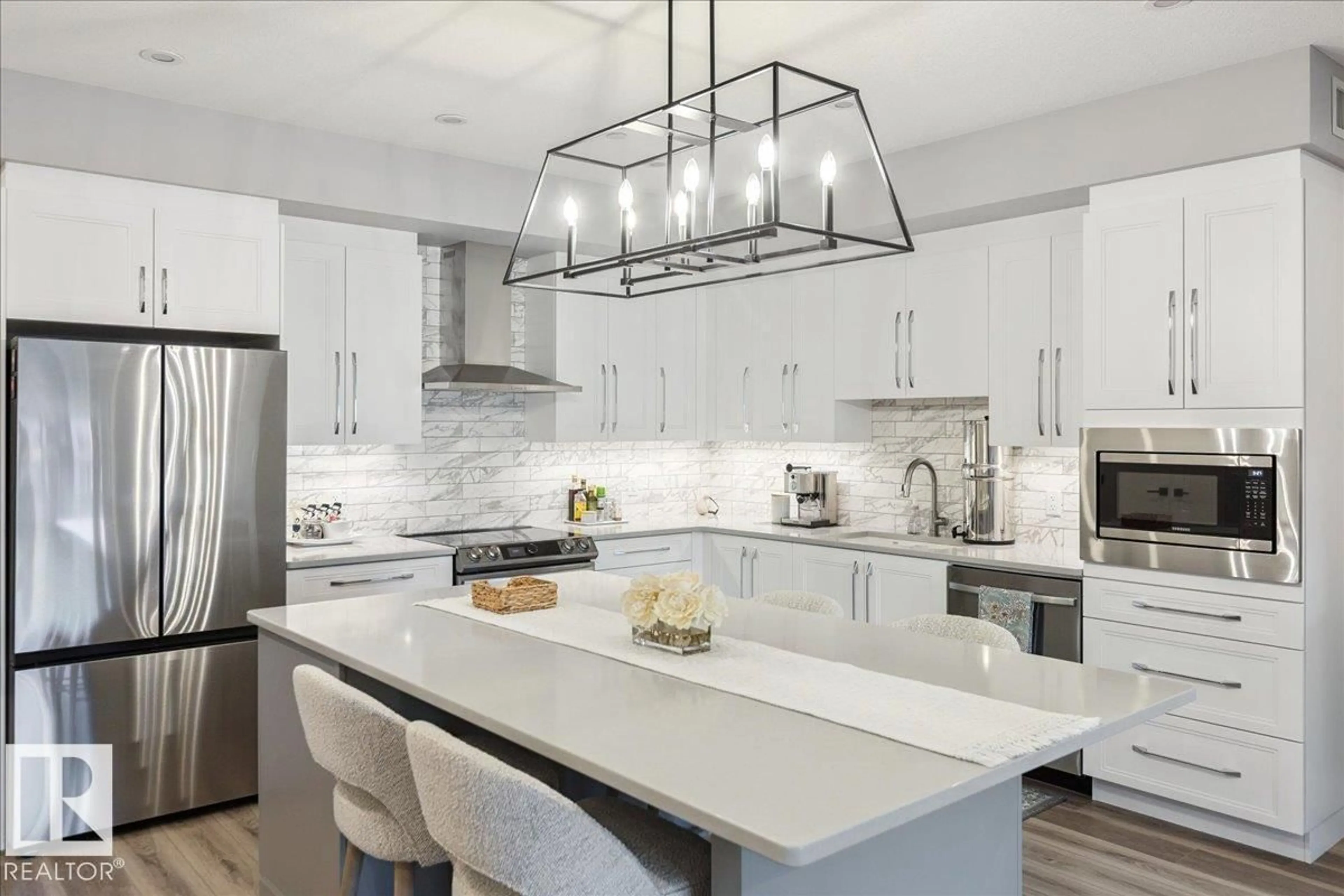 Open concept kitchen, ceramic/tile floor for 301 - 7463 MAY CM, Edmonton Alberta T6R0X1