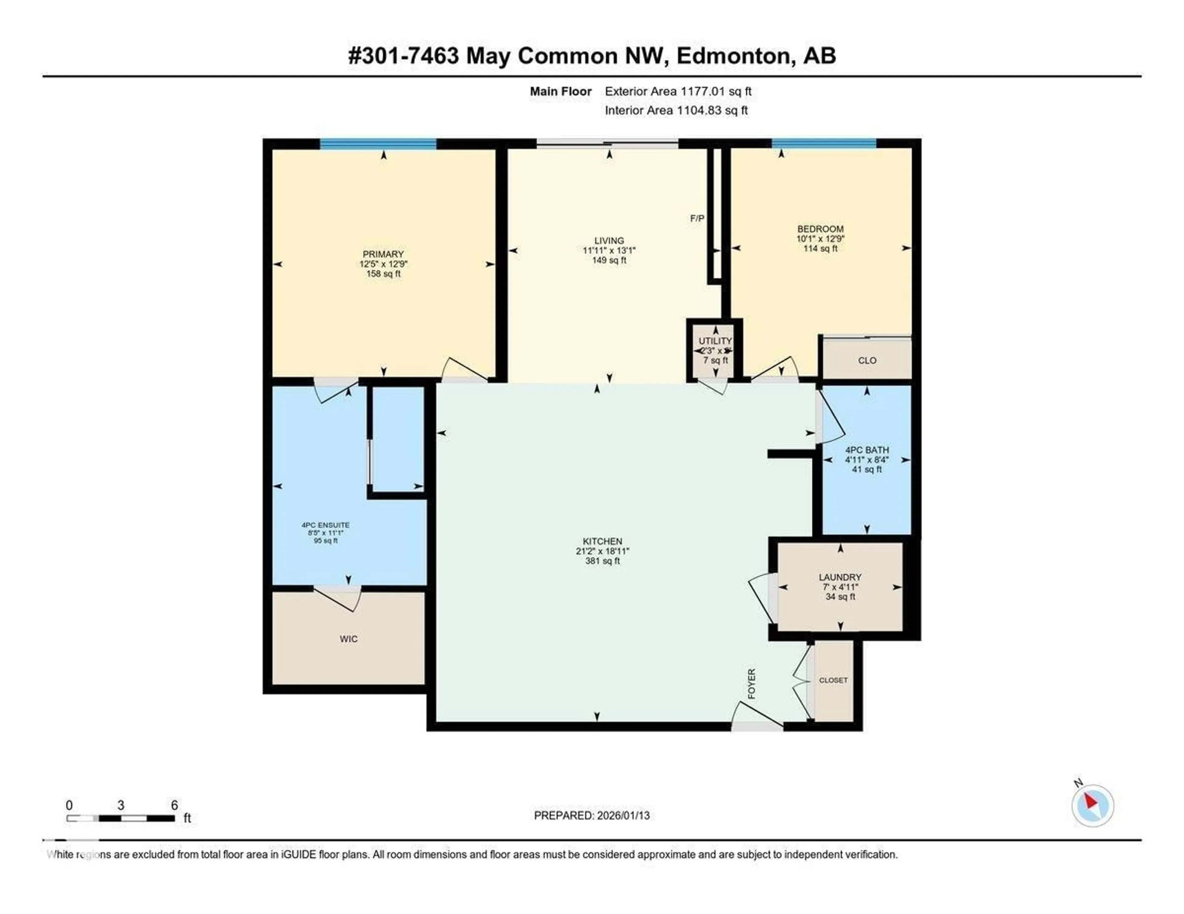 Floor plan for 301 - 7463 MAY CM, Edmonton Alberta T6R0X1