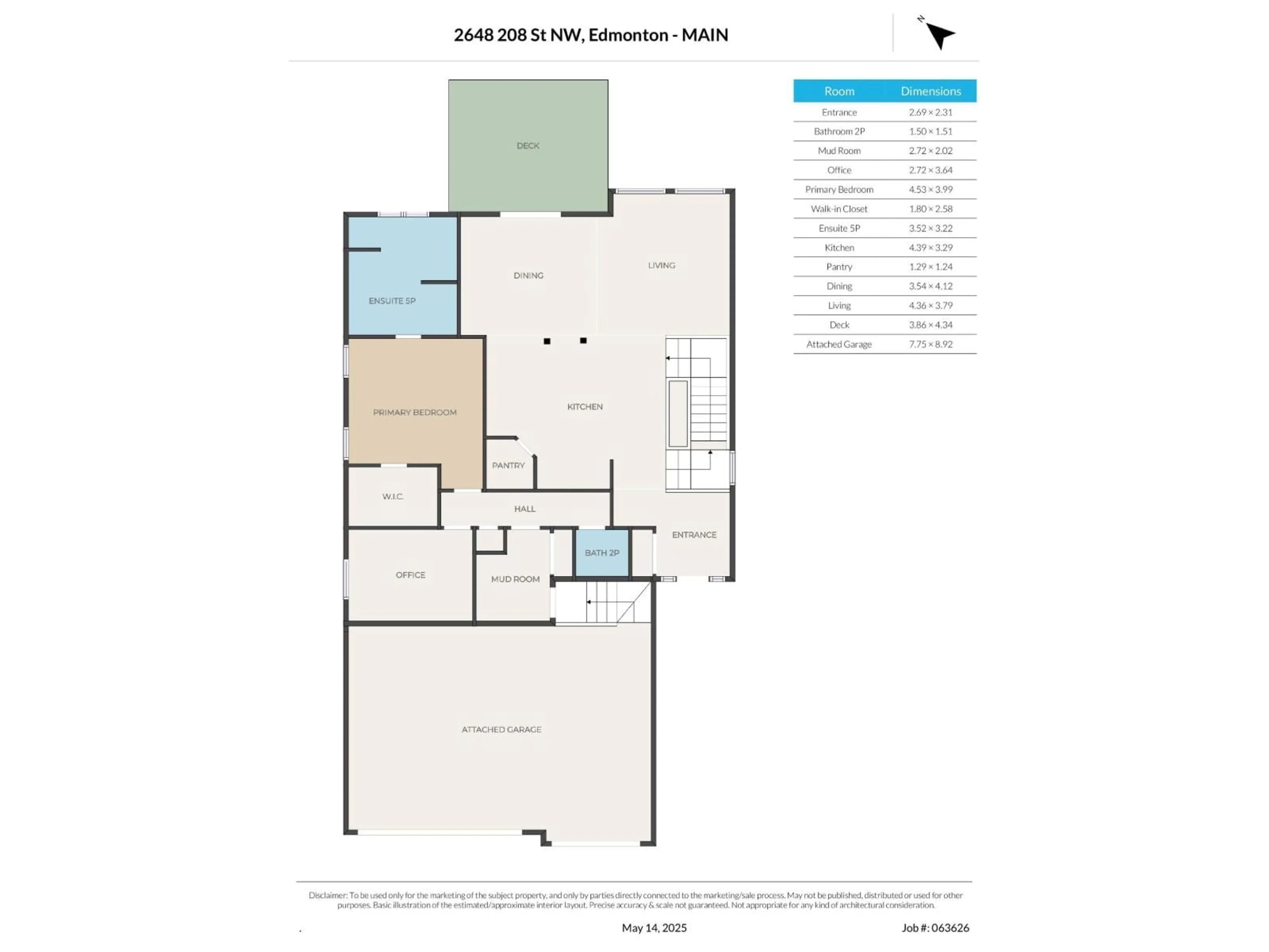 Floor plan for NW - 2648 208 ST, Edmonton Alberta T6M1P3