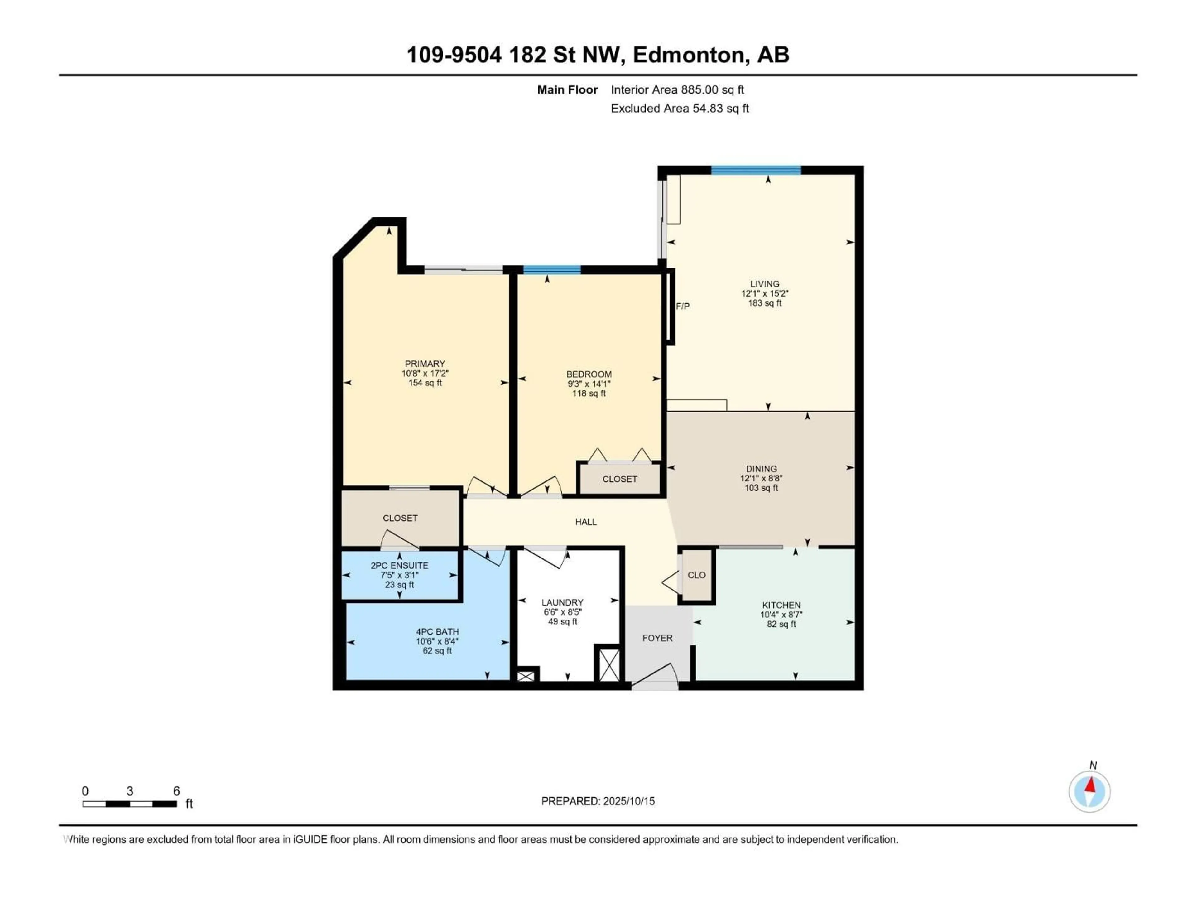 Floor plan for #109 - 9504 182 ST, Edmonton Alberta T5T3A7