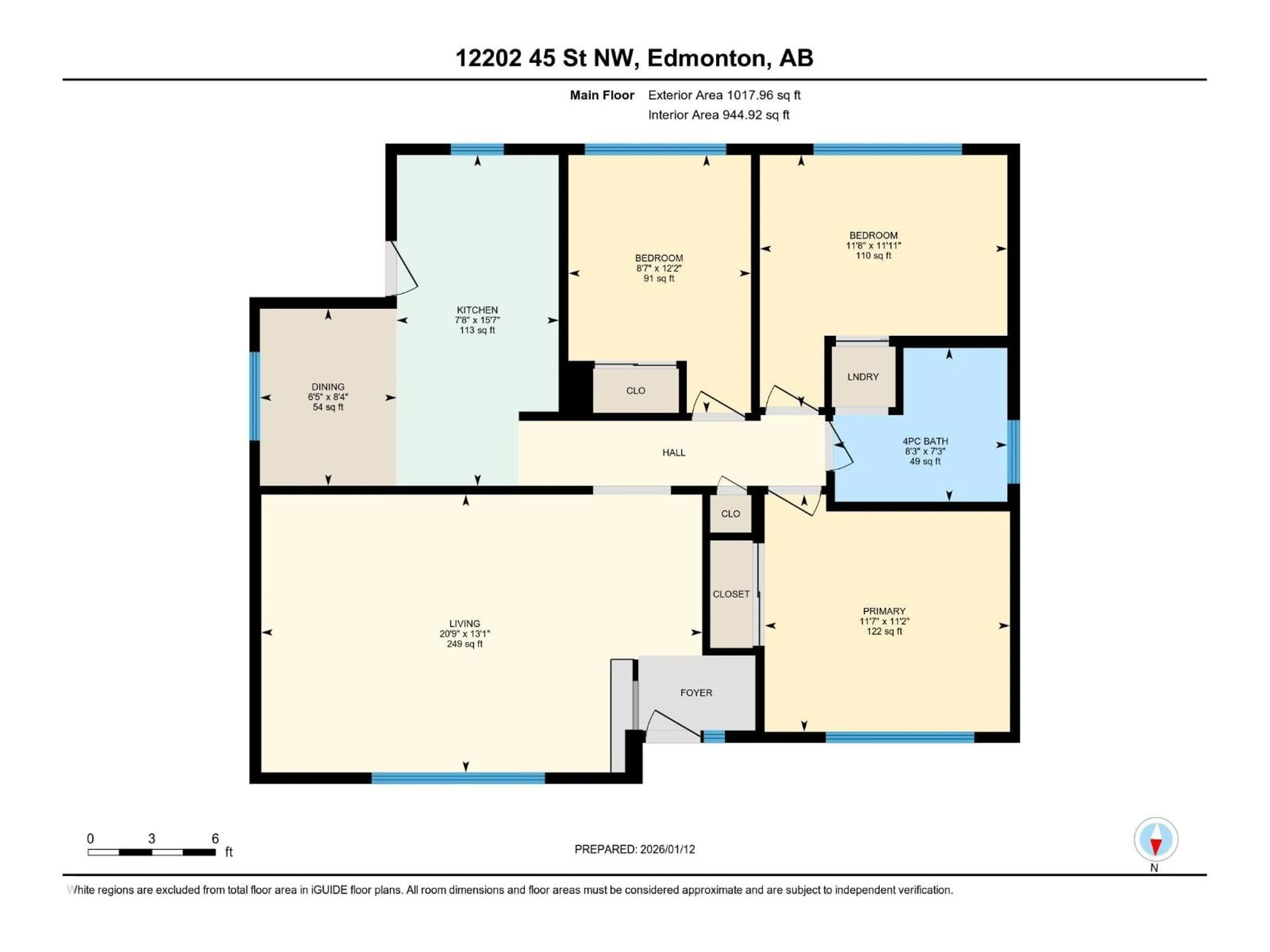 Floor plan for NW - 12202 45 ST, Edmonton Alberta T5W2V3