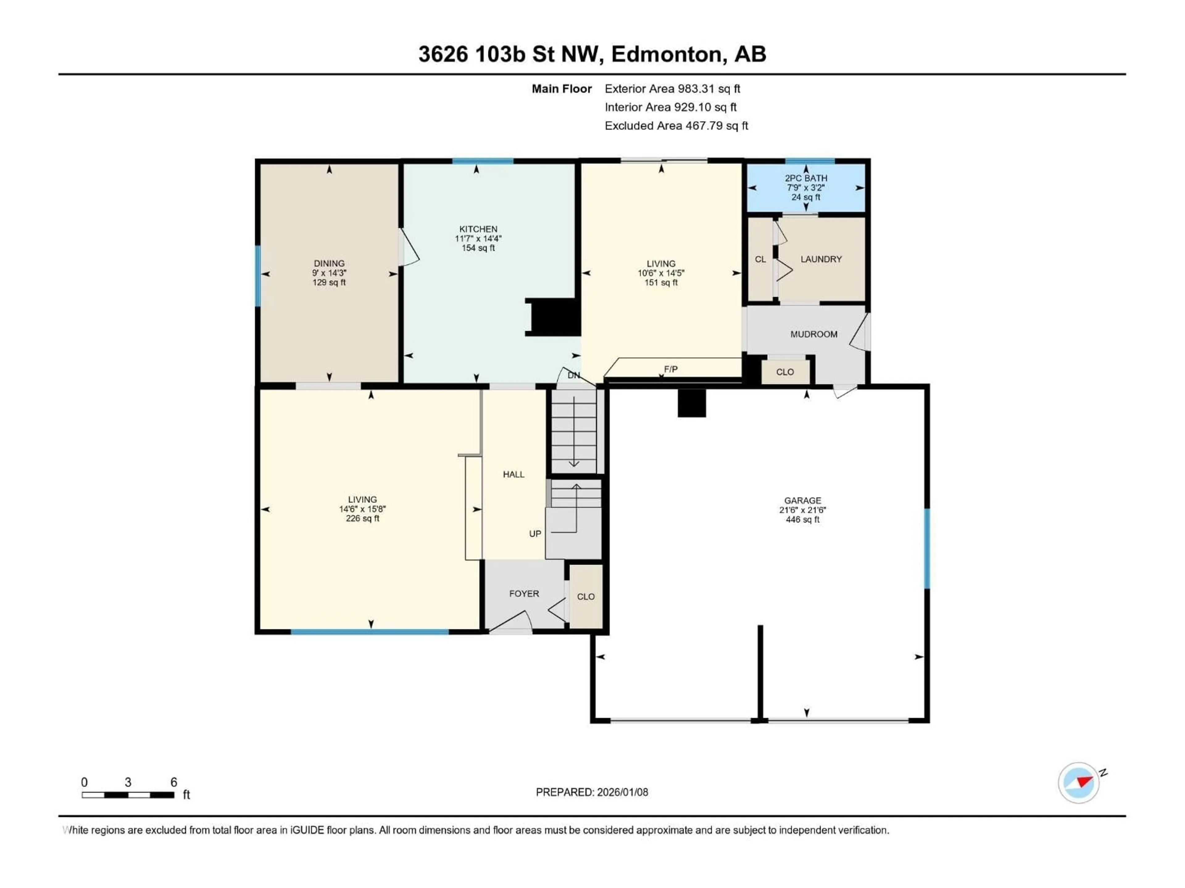 Floor plan for NW - 3626 103B ST, Edmonton Alberta T6J2X9