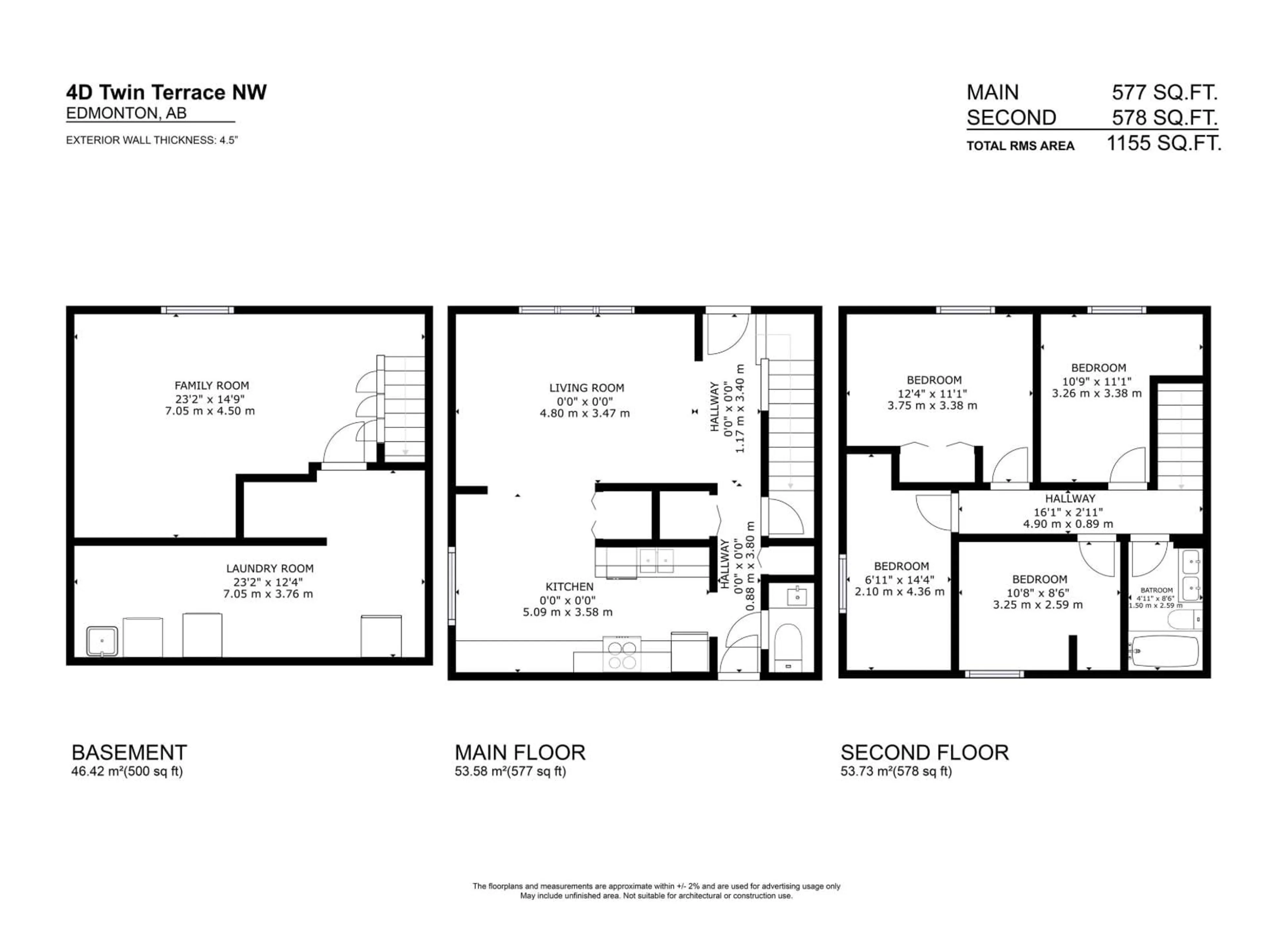 Floor plan for NW - 4D TWIN TC, Edmonton Alberta T6K1V4