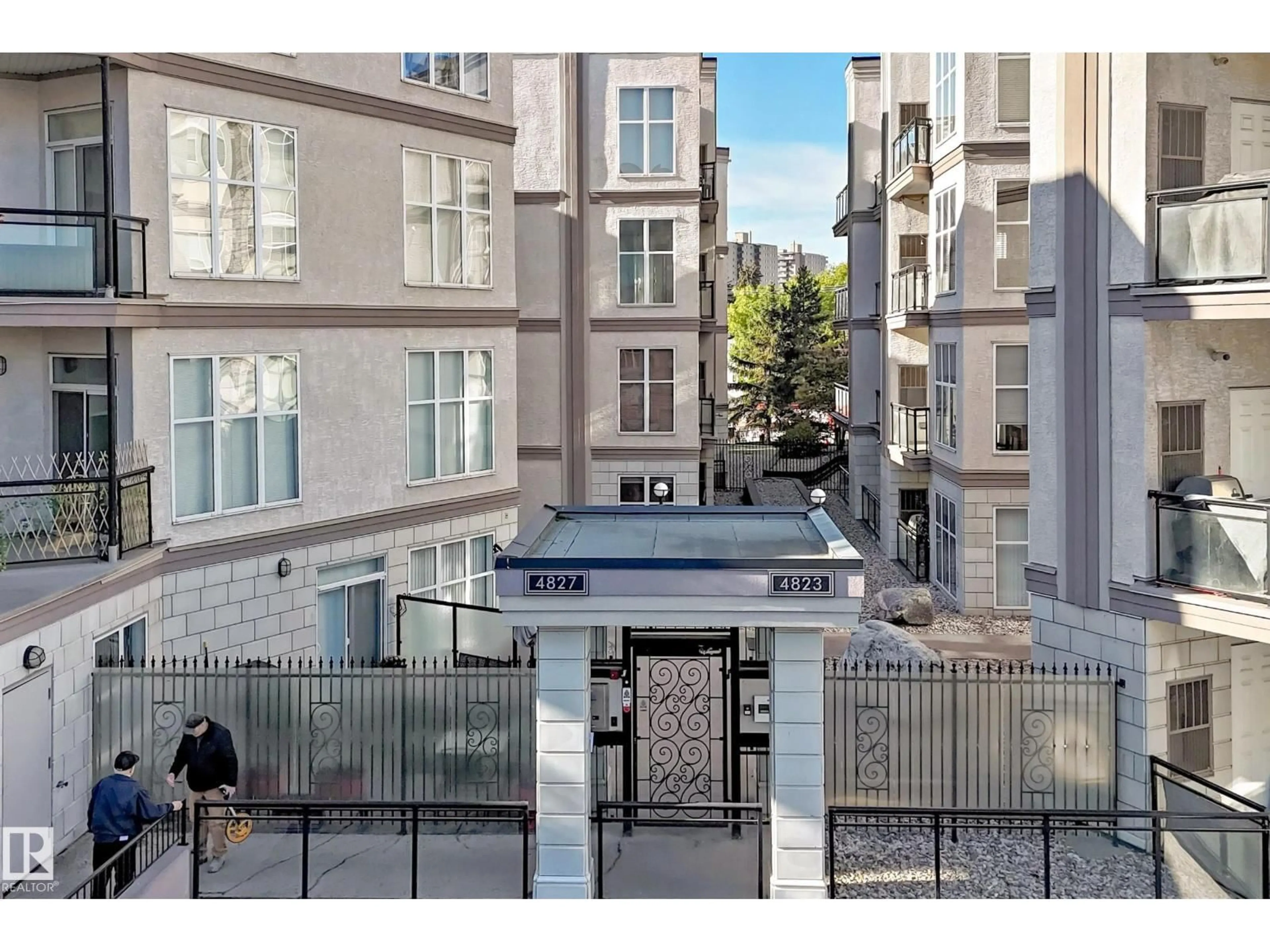 Balcony in the apartment, city buildings view from balcony for #152 - 4827 104A ST, Edmonton Alberta T6H0K4