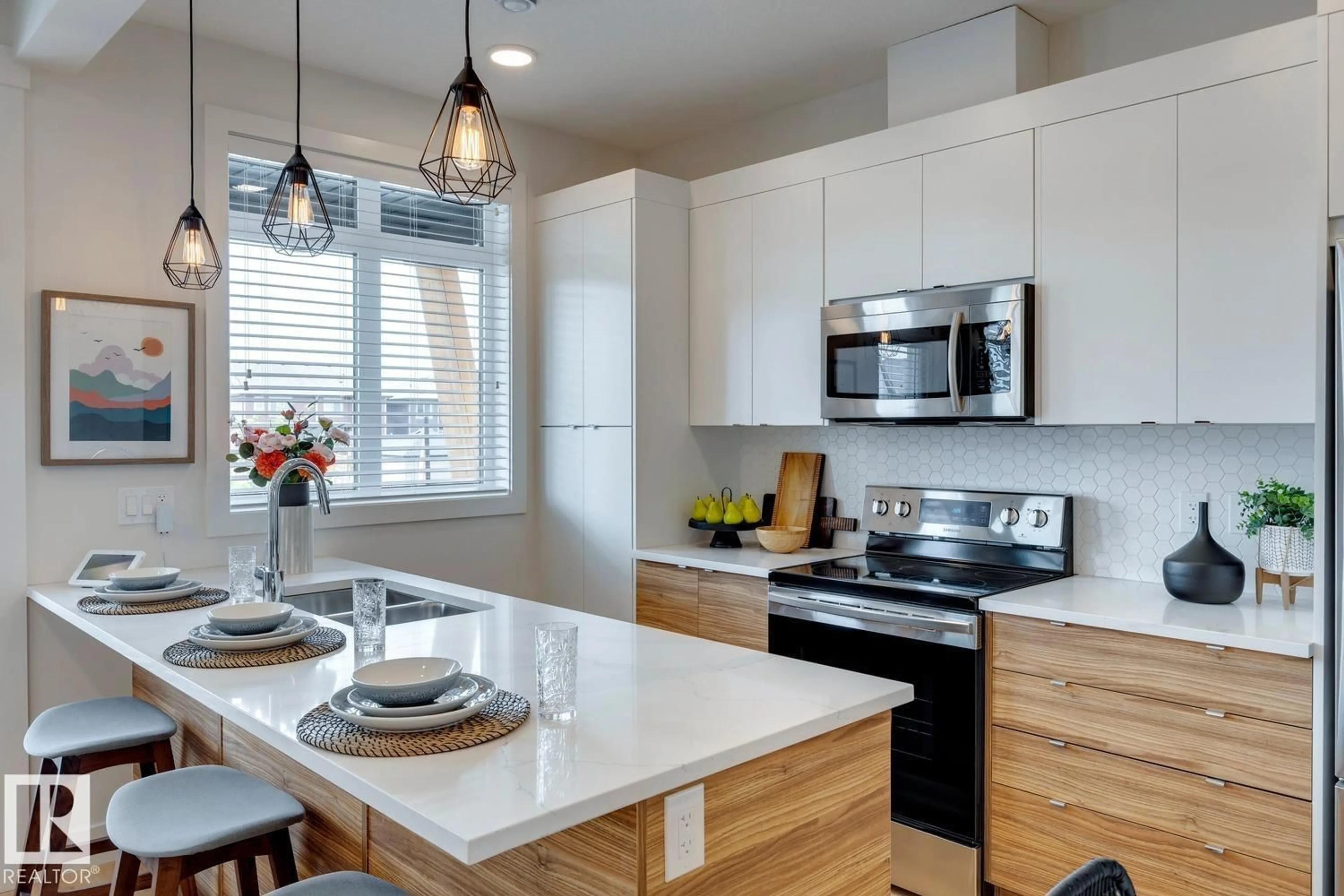 Open concept kitchen, ceramic/tile floor for #41 - 16231 19 AV, Edmonton Alberta T6W5C6