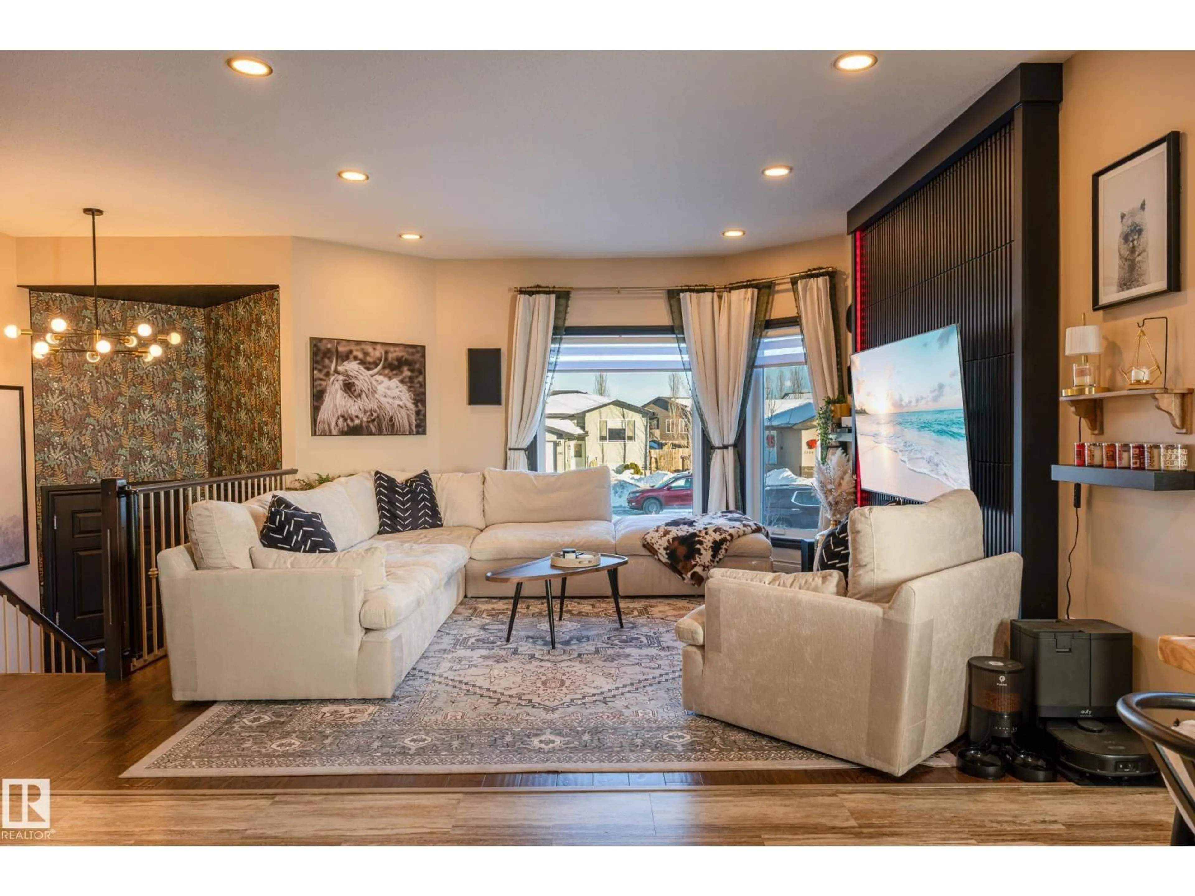 Living room with furniture, wood/laminate floor for 1509 14 AV, Cold Lake Alberta T9M1Z8