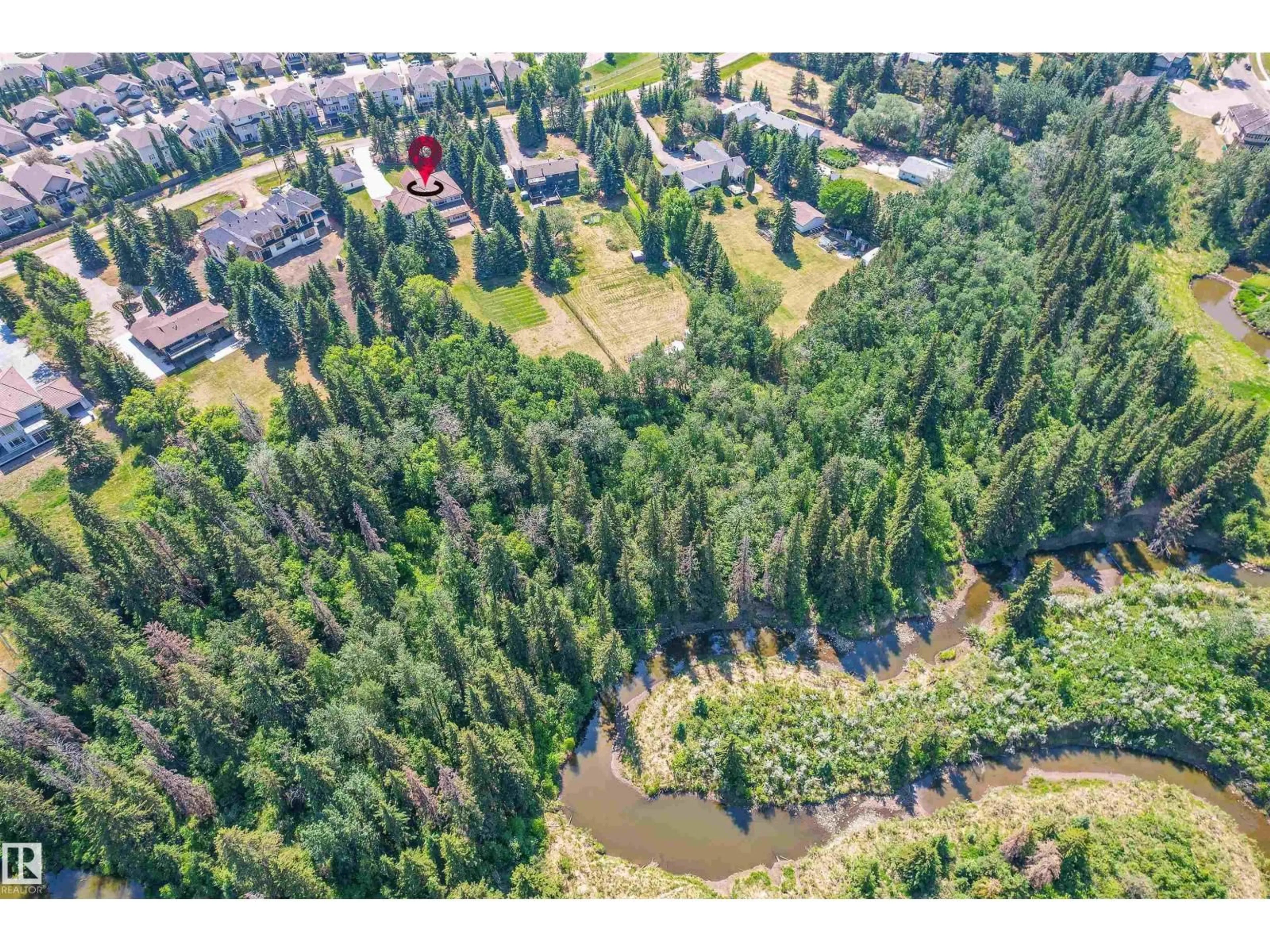 A pic from outside/outdoor area/front of a property/back of a property/a pic from drone, forest/trees view for SW - 10812 5 AV, Edmonton Alberta T6W1A2