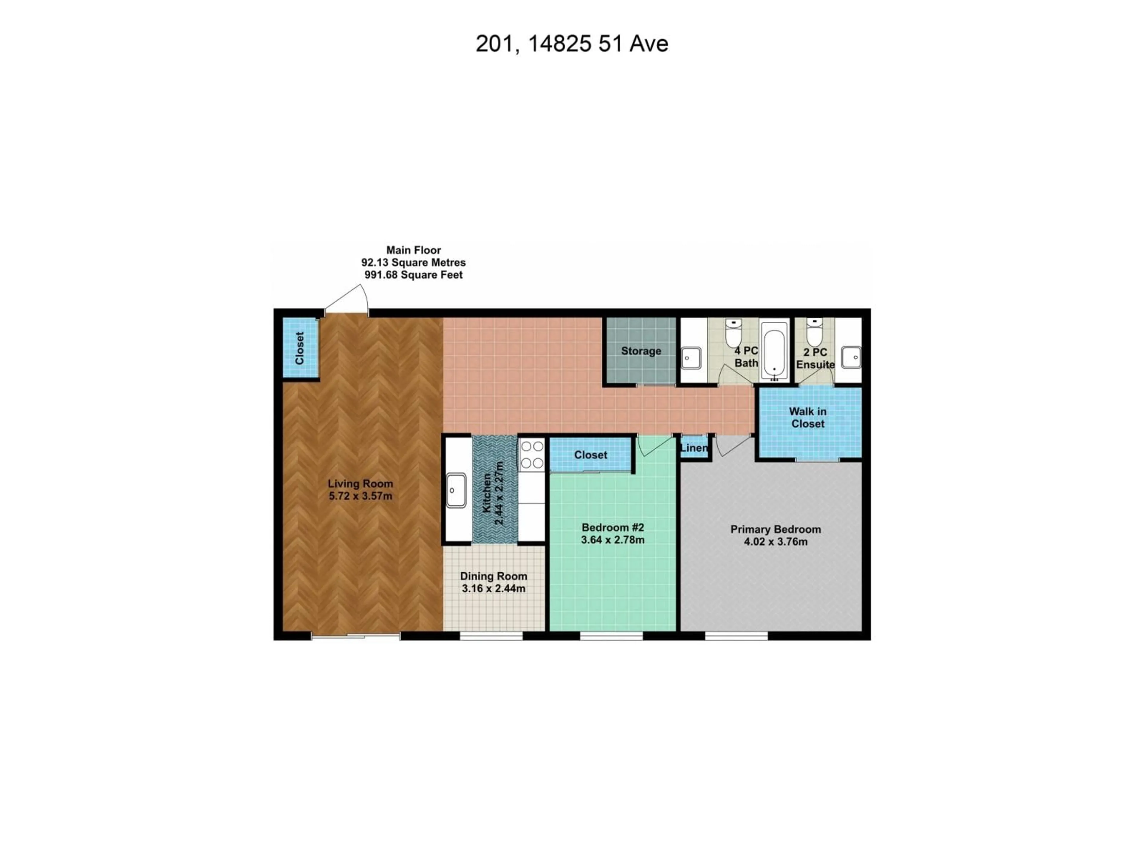 Floor plan for 201 - 14825 51 AV, Edmonton Alberta T6H5G4
