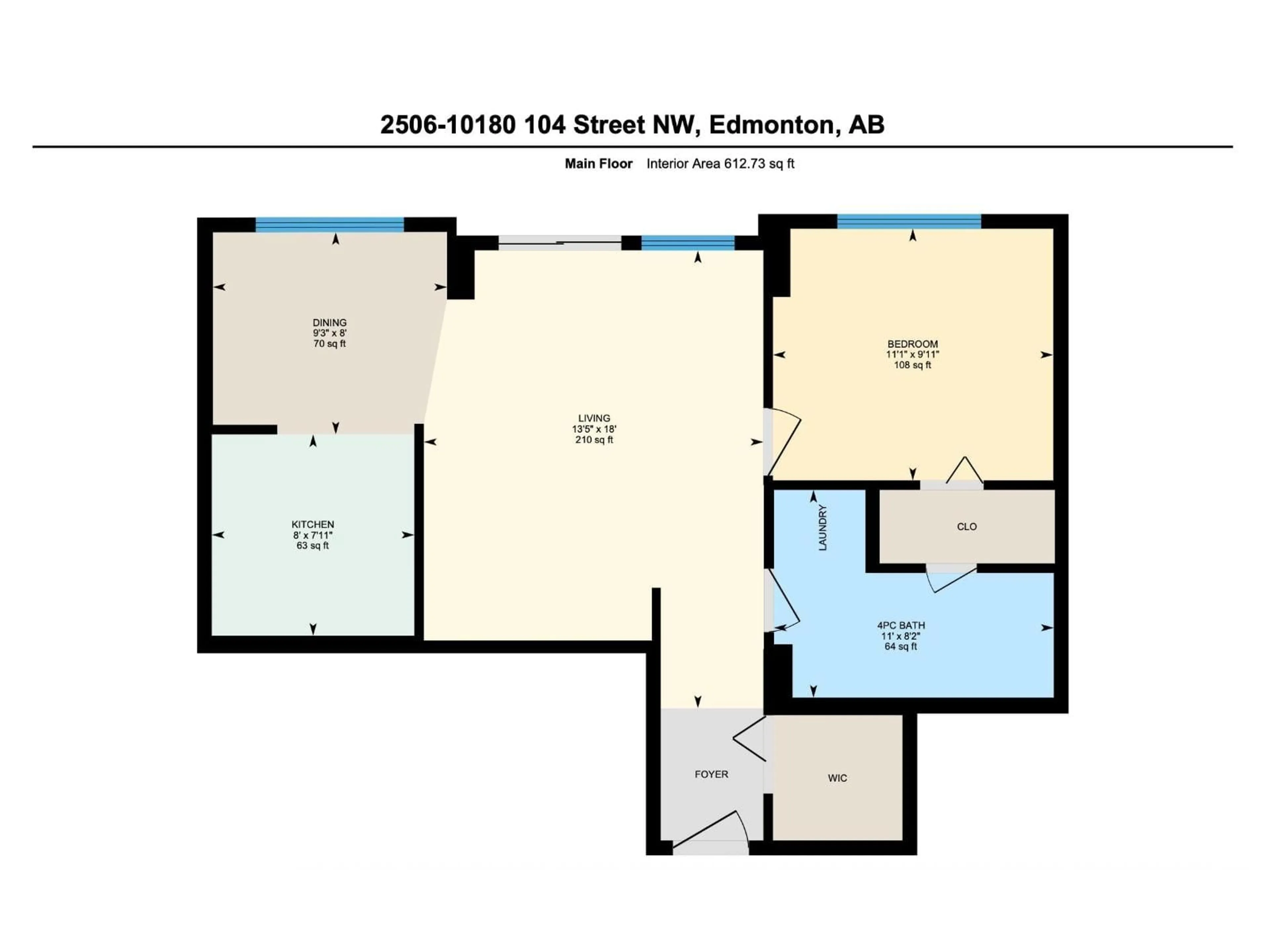 Floor plan for 10180 - 2506 104 ST NW, Edmonton Alberta T5J1A7