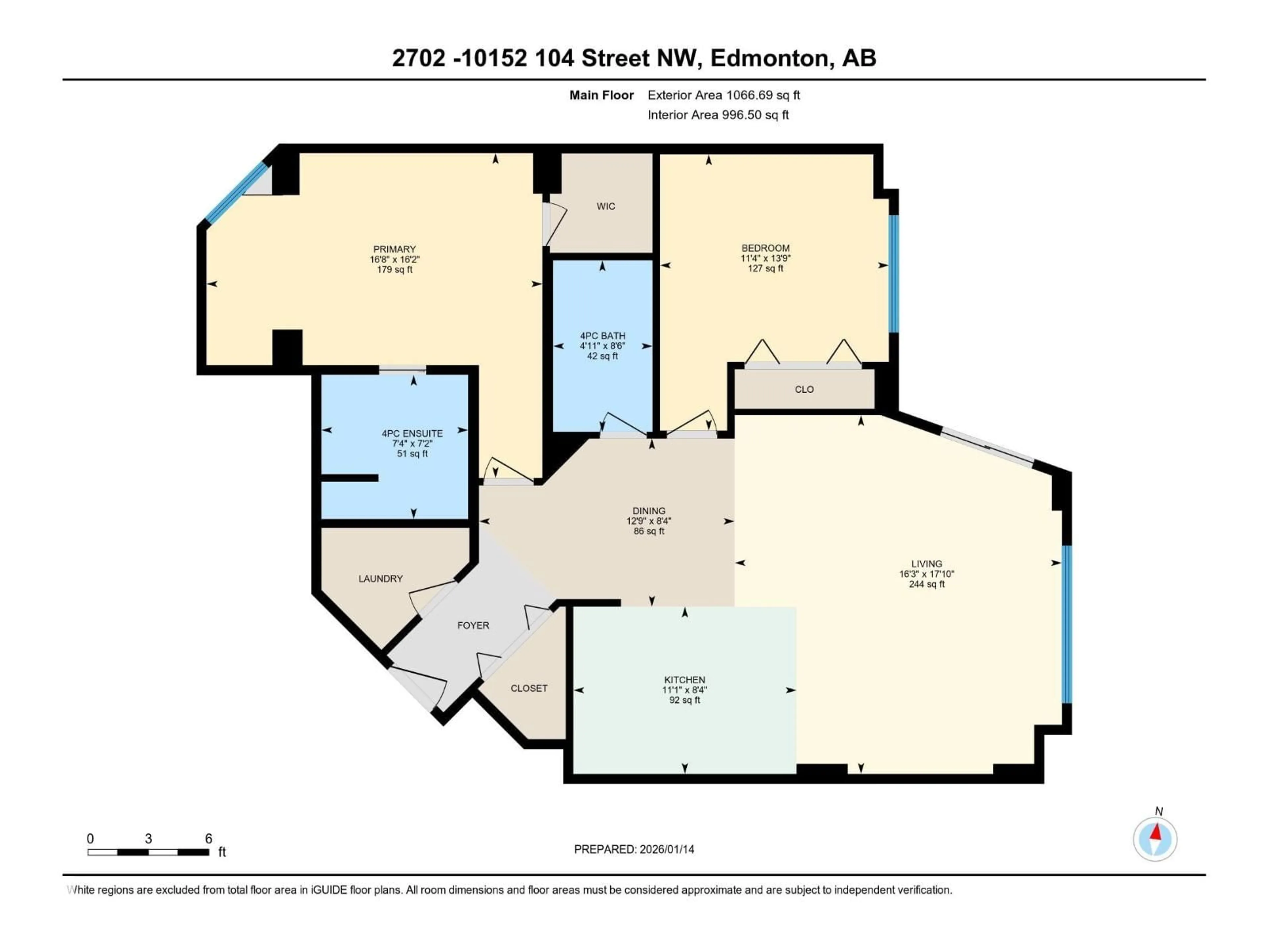 Floor plan for 10152 - 2702 104 ST NW, Edmonton Alberta T5J0B6