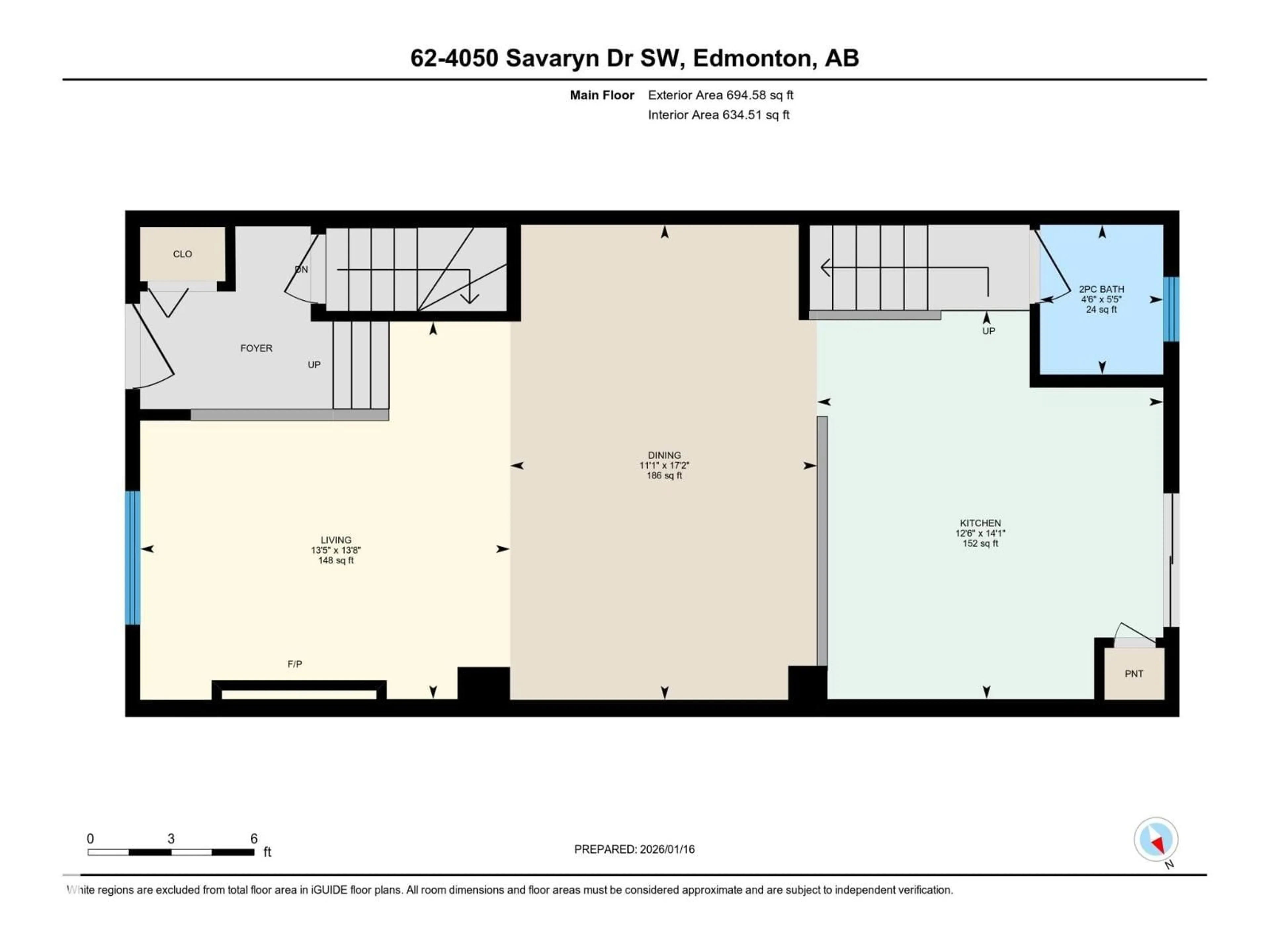 Floor plan for 62 4050 SAVARYN DRIVE SW, Edmonton Alberta T6X1R8